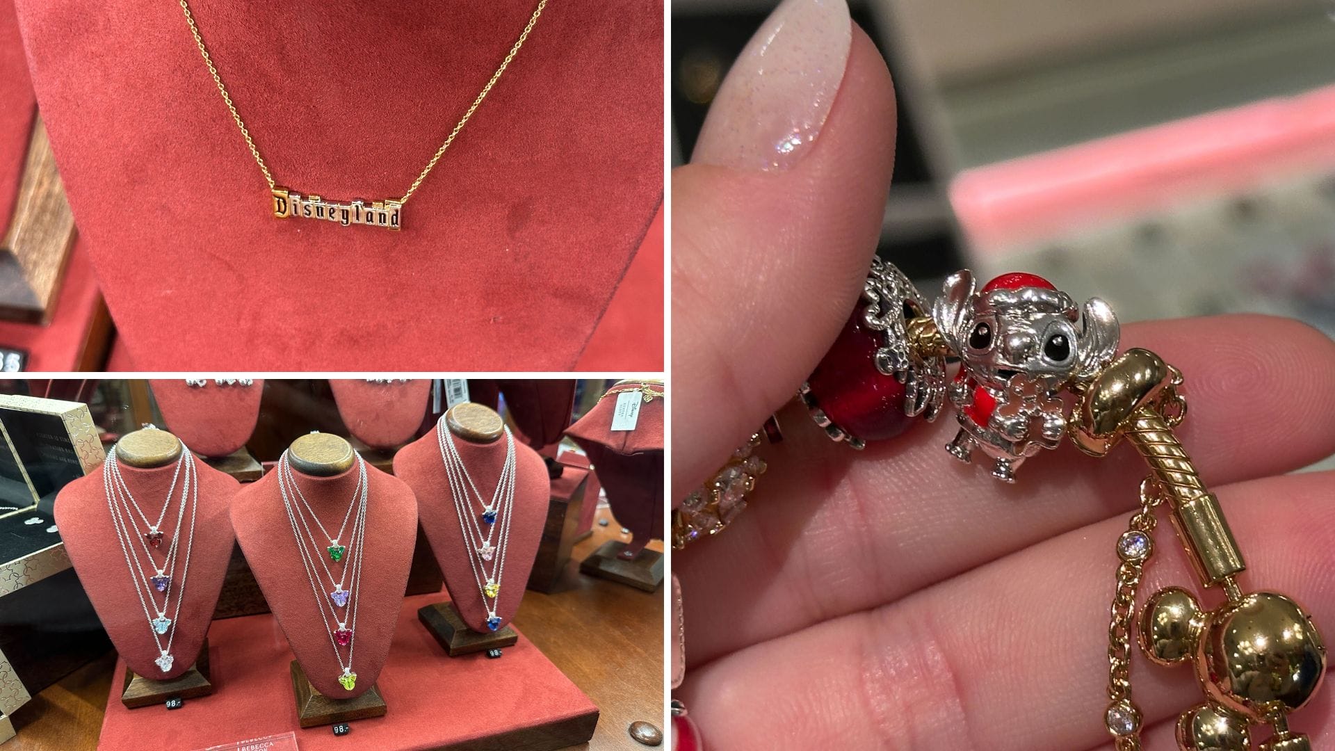 Rebecca Hook necklaces, Disneyland marquee necklace, Santa Stitch charm