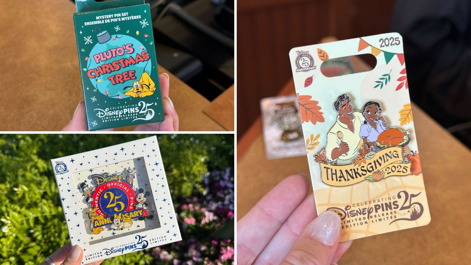 Disney World Pin Tuesday: New Pin Trading 25th Anniversary Pins, Pluto's Christmas Tree Mystery Set, and More