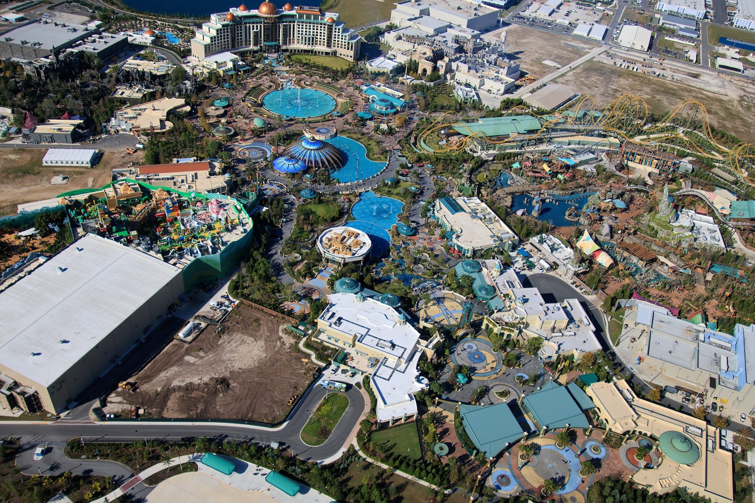 Aerial photo of Universal Epic Universe showing a plot of land under development