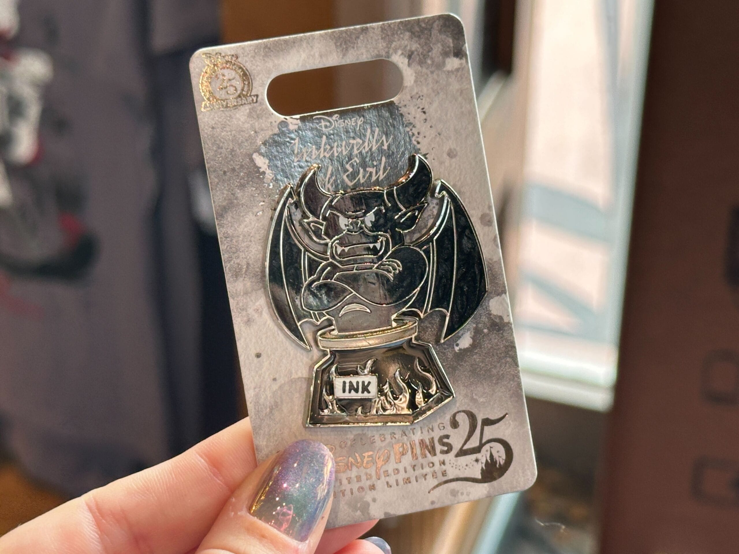 This month's "Inkwells of Evil" pin features Chernabog from Fantasia.