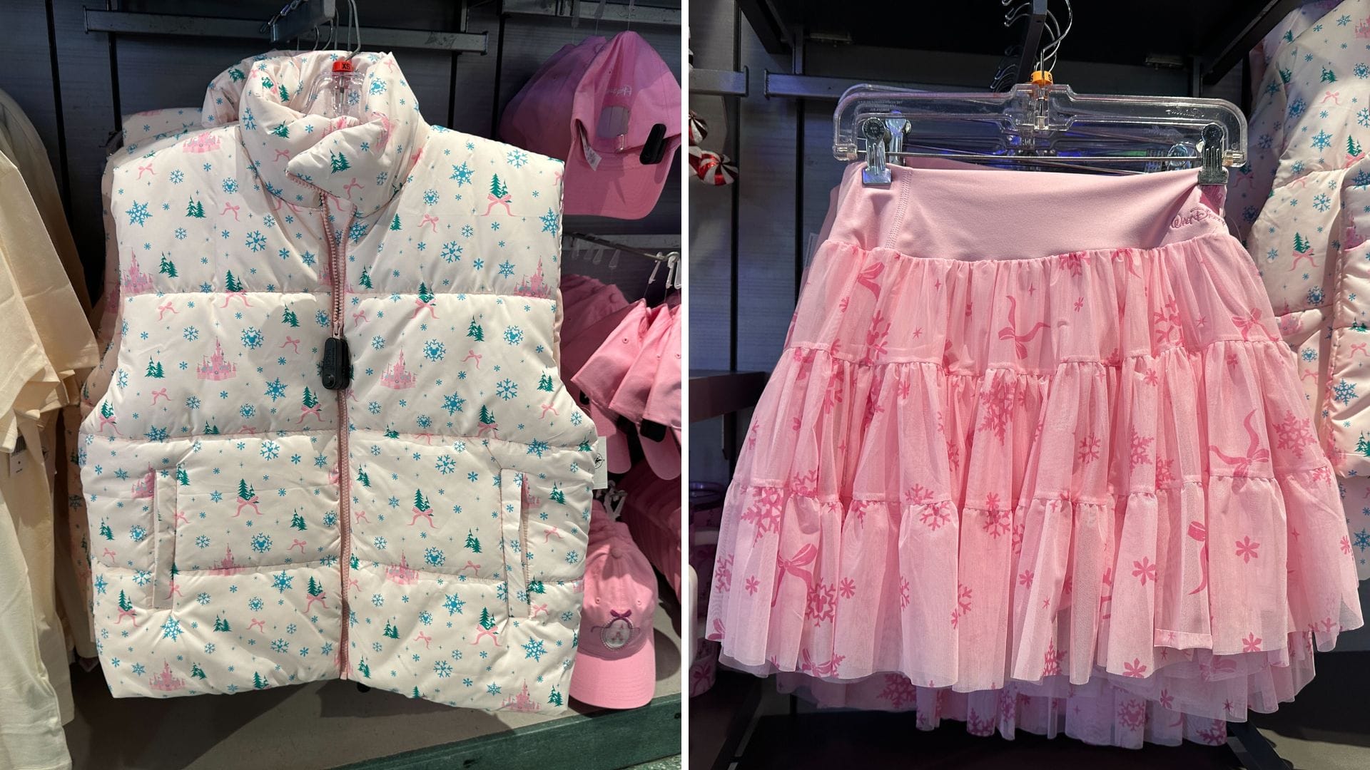 New Pastel Pink Castle Holiday Skort & Puffer Vest at Walt Disney World