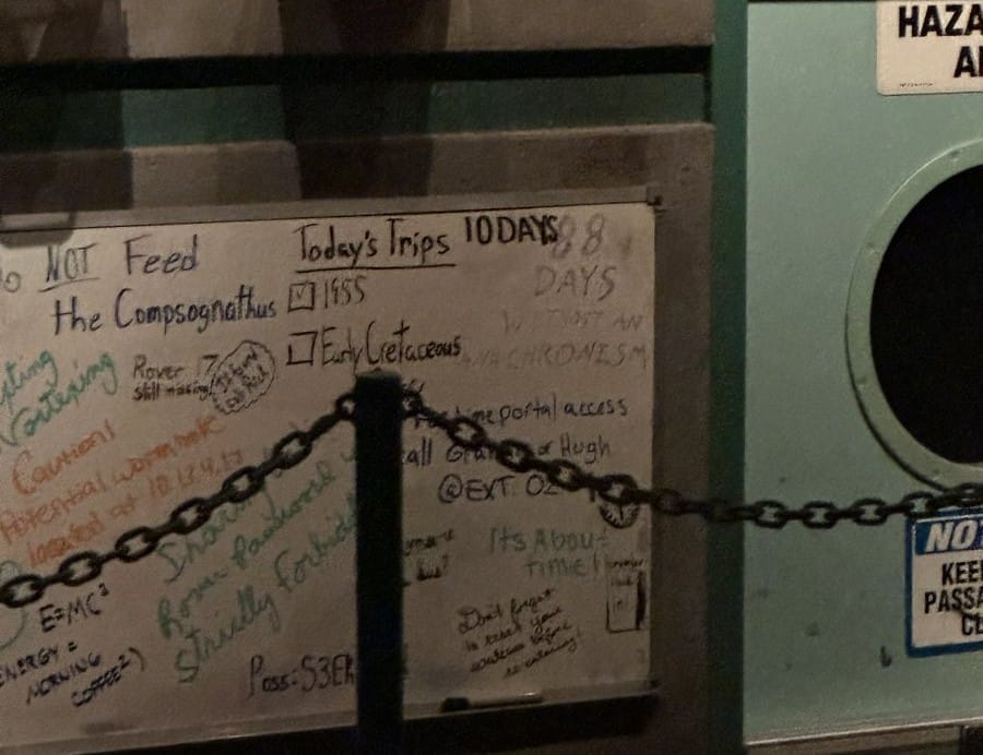 Whiteboard at DINOSAUR with countdown on it