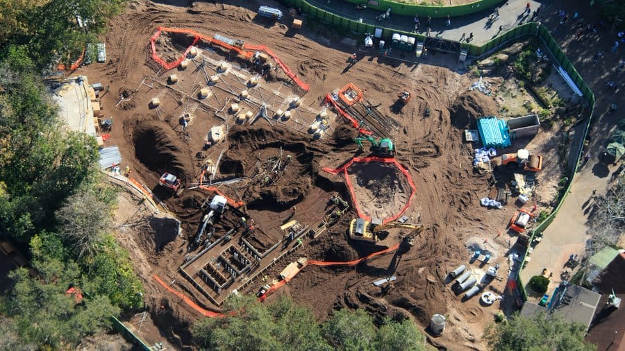 Aerial view of DinoLAnd USA construction.