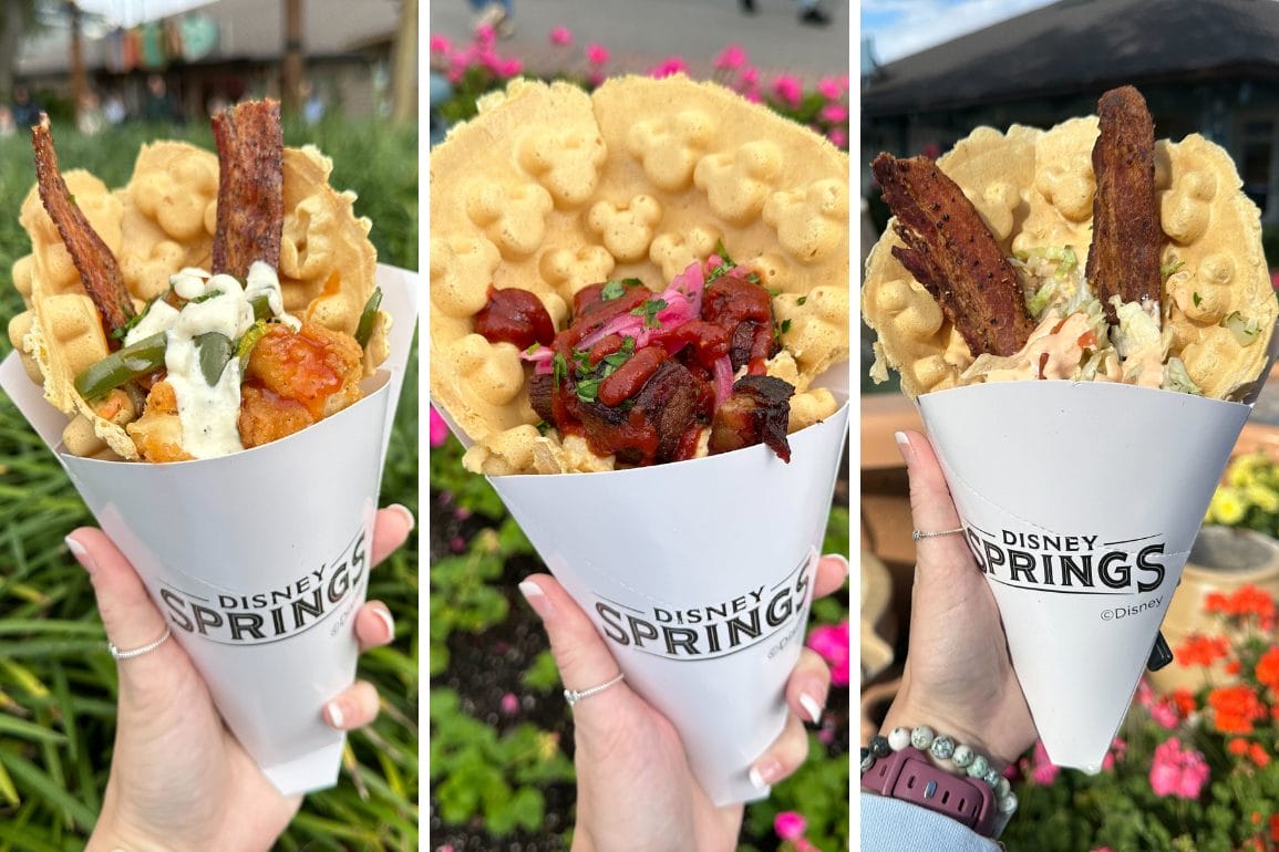 Three new savory bubble waffles now available at Disney Springs.