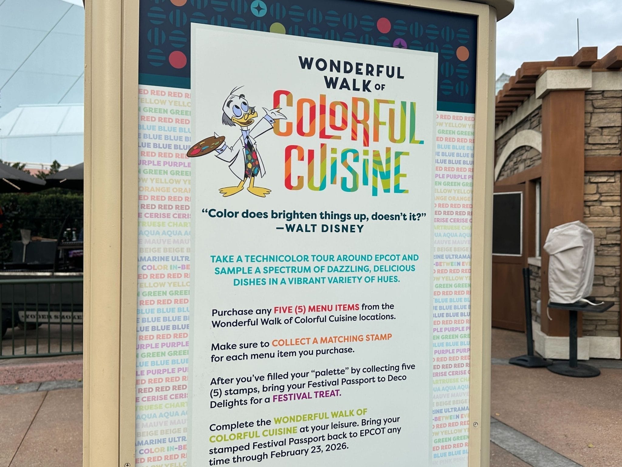 The Wonderful Walk of Colorful Cuisine returns to EPCOT for the 2026 International Festival of the Arts.