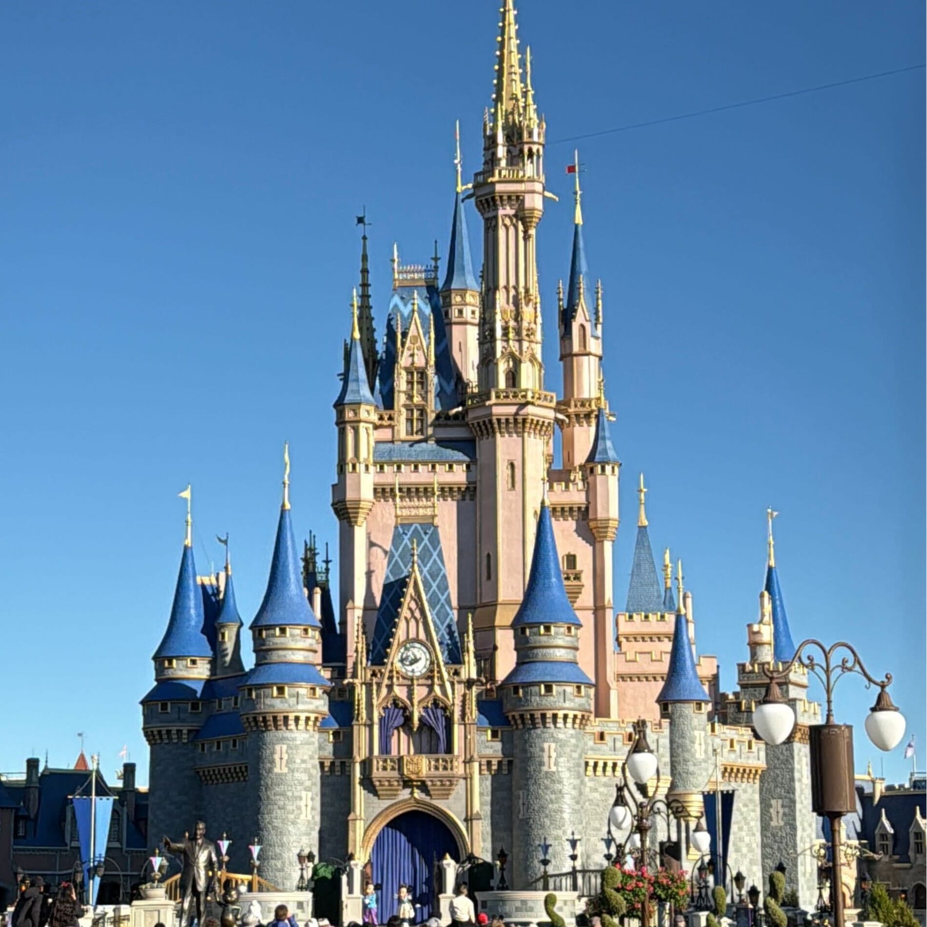 Cinderella Castle is missing the garland and other décor that adorned it throughout the holiday season.
