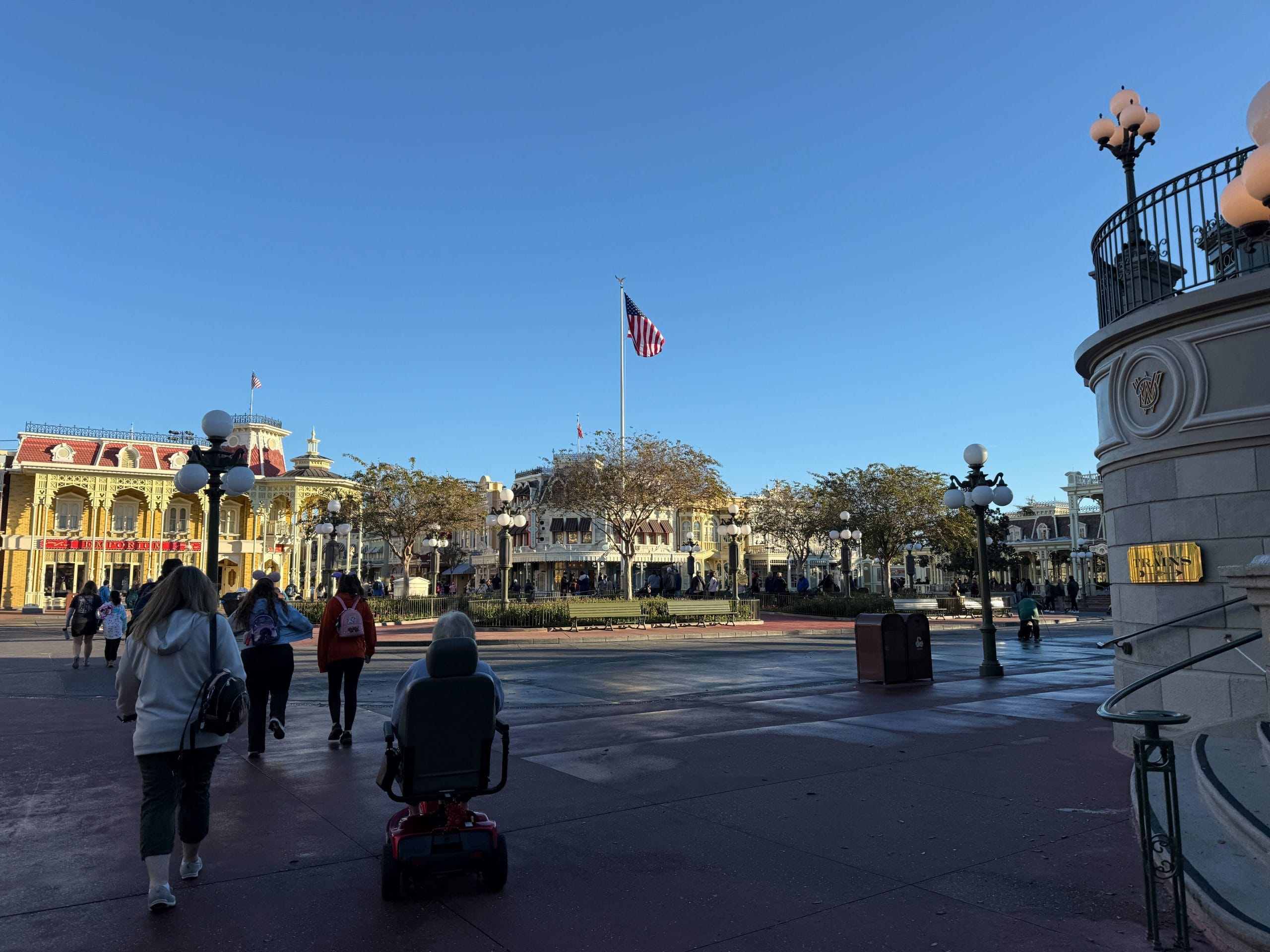 The garland and wreaths that hung from the façades of various Town Square buildings, along with the toy soldiers, are gone as well.