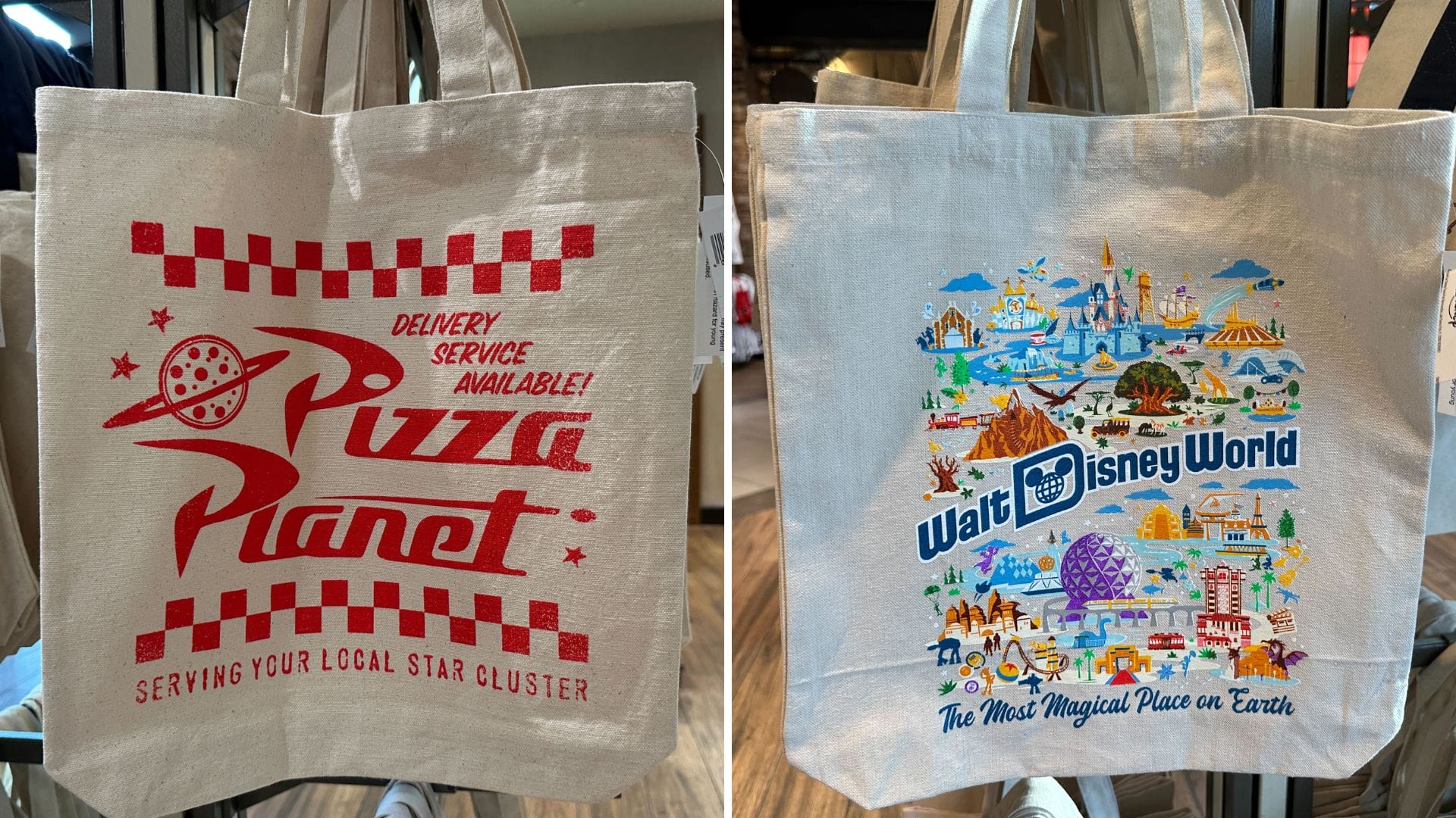 New Pizza Planet, Mickey, and Walt Disney World Canvas Tote Bags