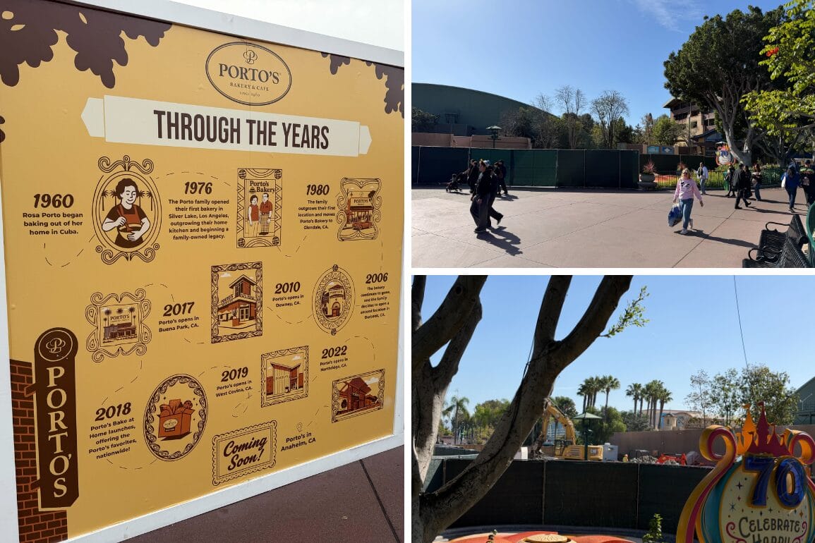 Porto's Bakery Poster, Scrim Walls Added Around Demolition of Former La Brea Bakery at Disneyland Resort