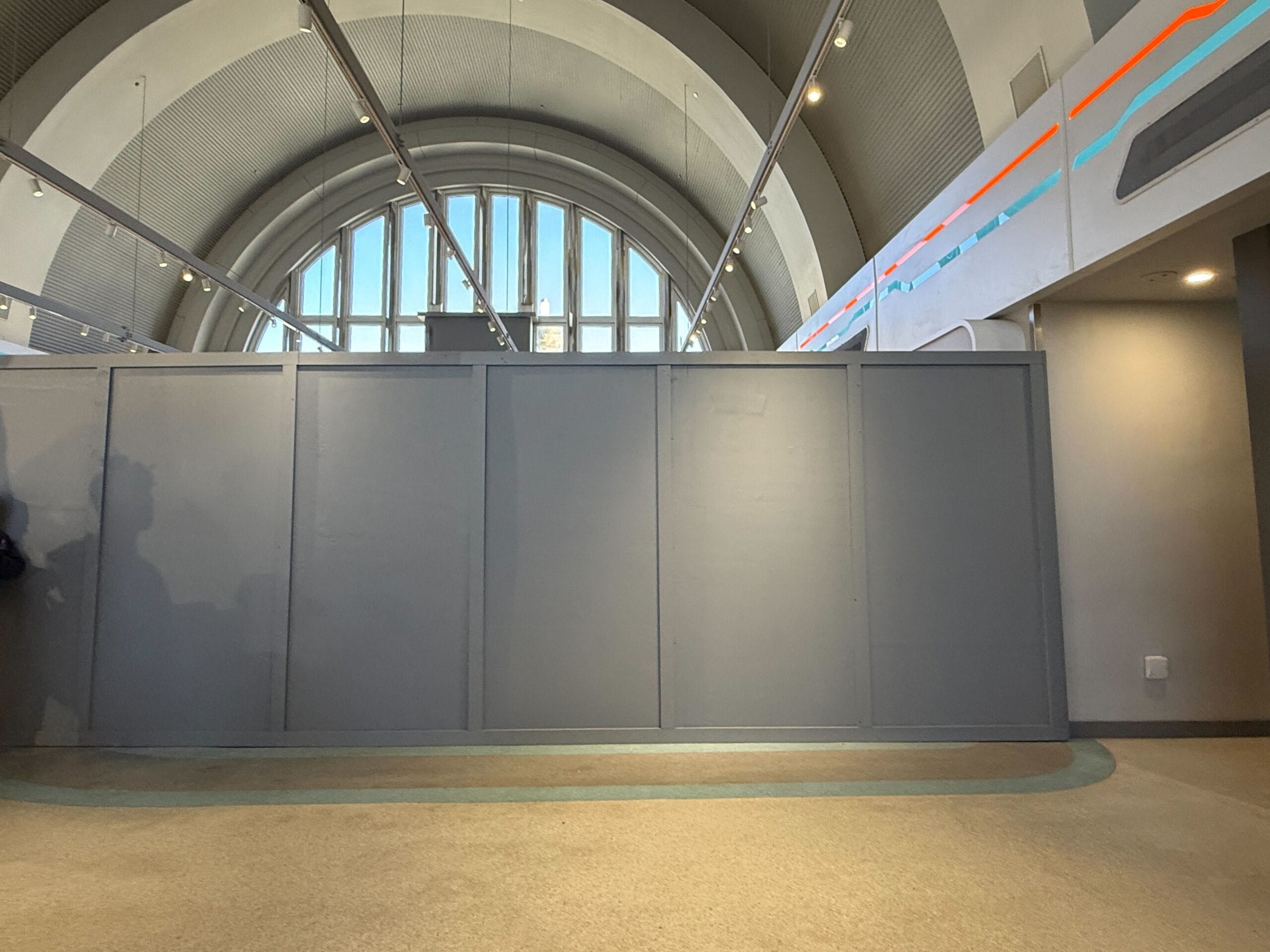 Construction Walls Installed in Tomorrowland Launch Depot at Magic Kingdom