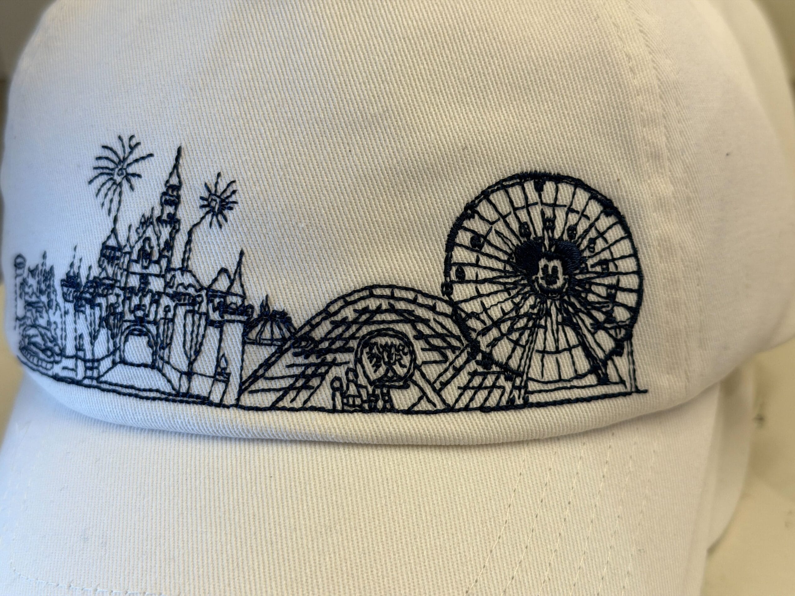 White Disneyland Icons Linework baseball cap