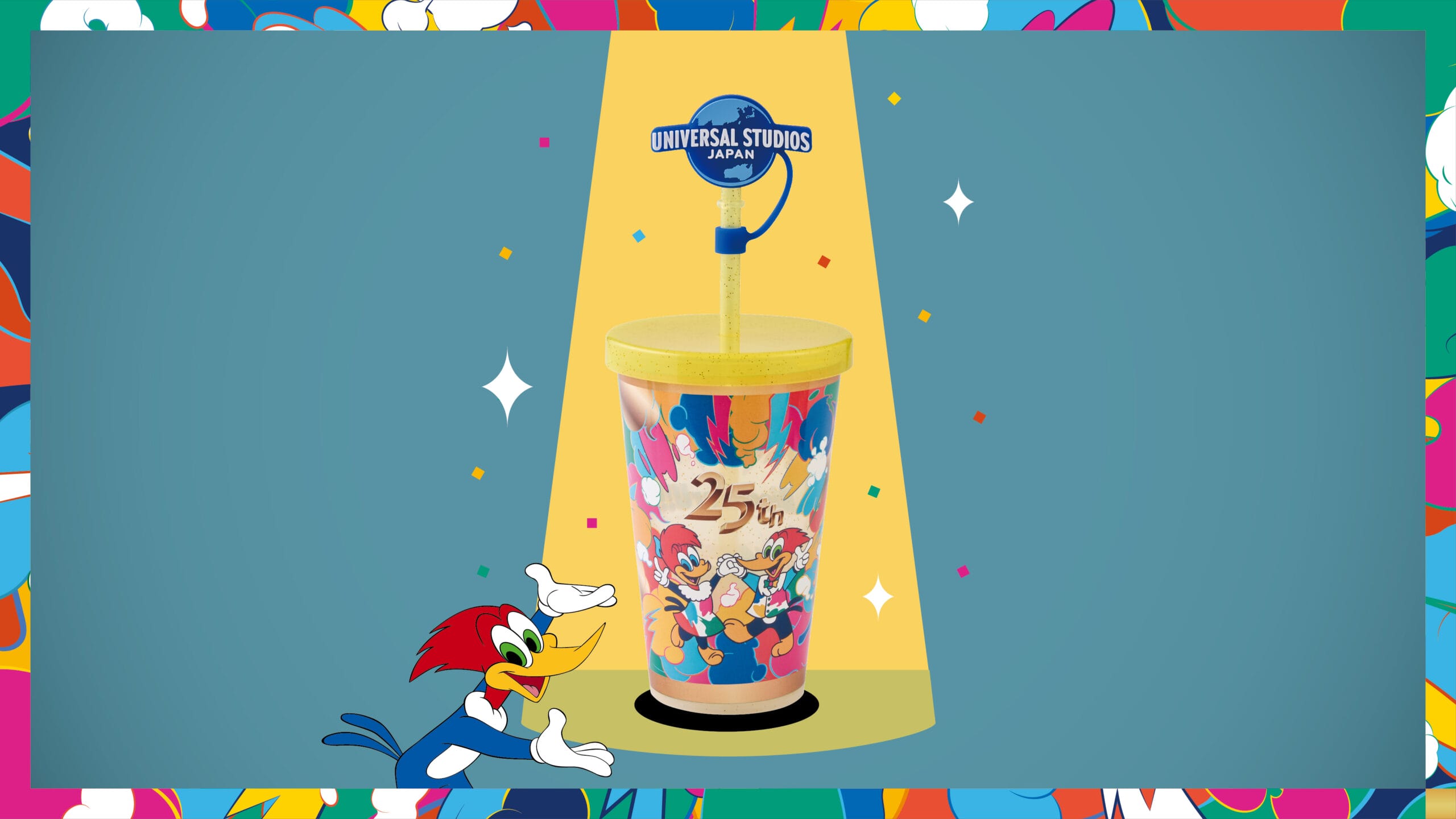 Woody Woodpecker cup for the 25th anniversary of Universal Studios Japan.