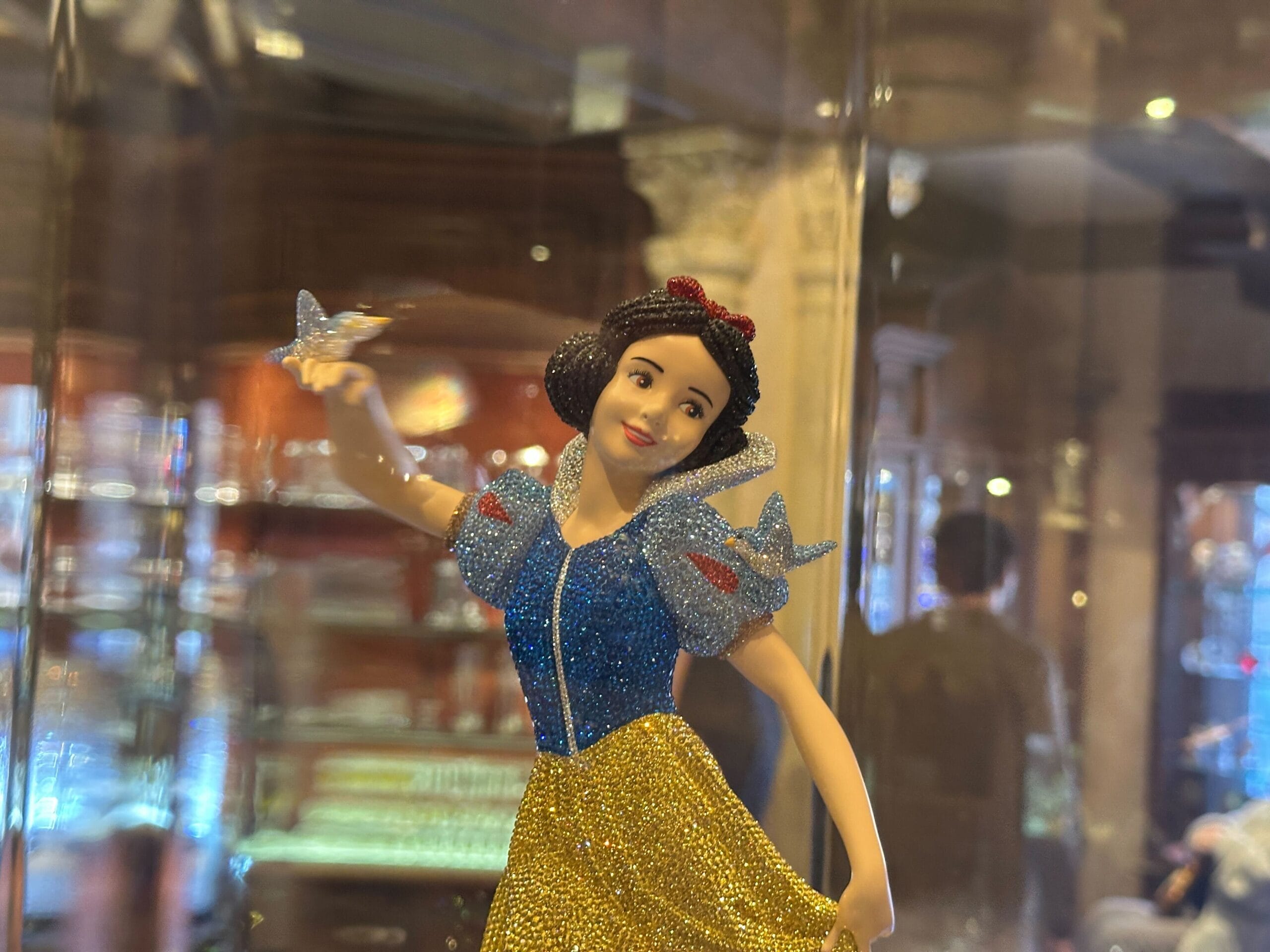 Close-up of face of Snow White Swarovski Crystal Figure.