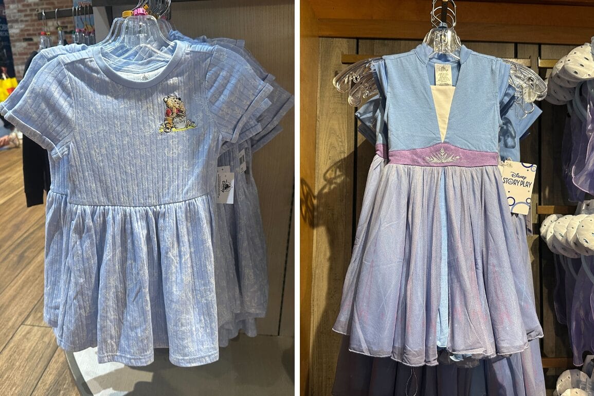 New Winnie the Pooh and Frozen youth dresses now available at Walt Disney World.