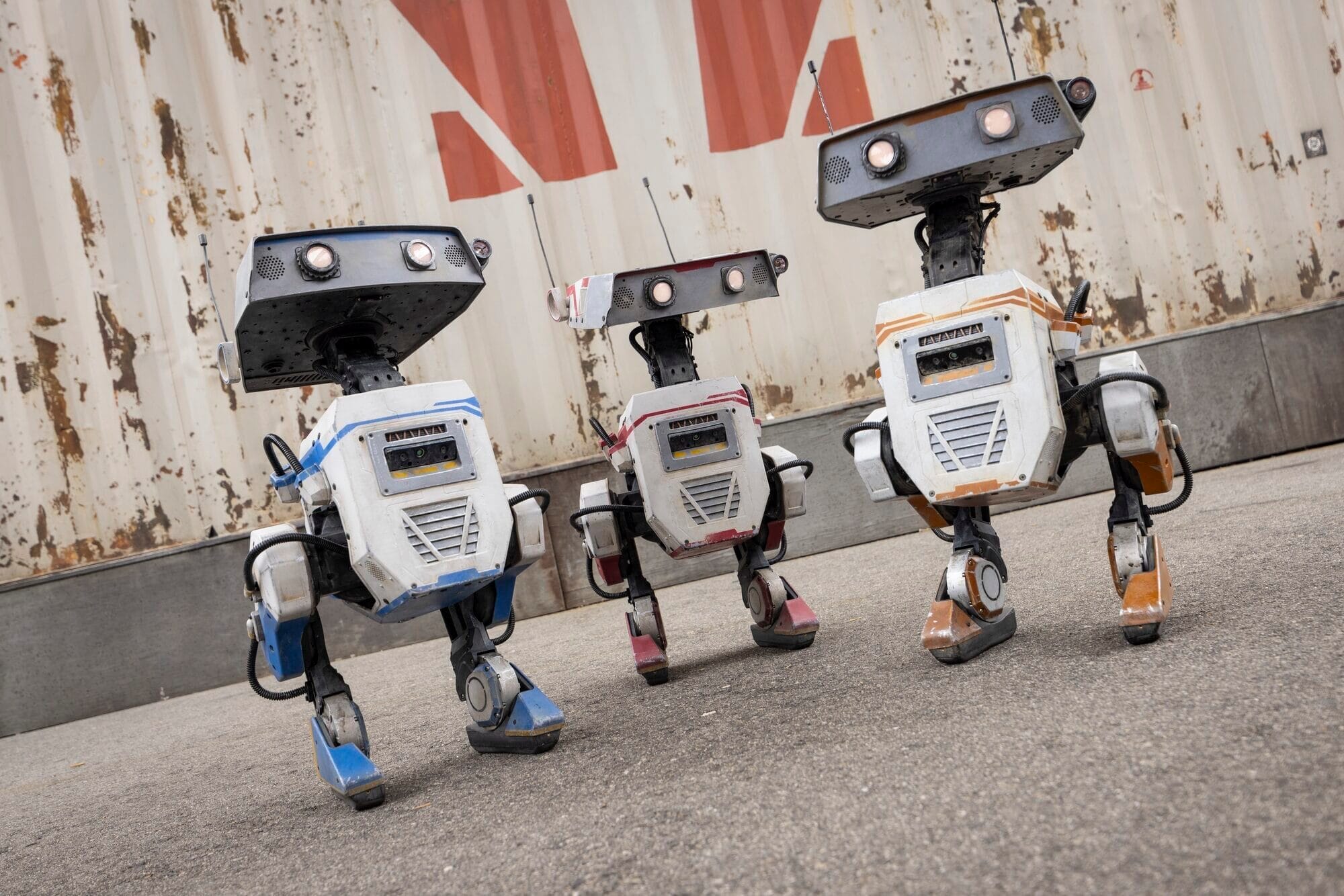Three BDX Droids in Star Wars: Galaxy's Edge