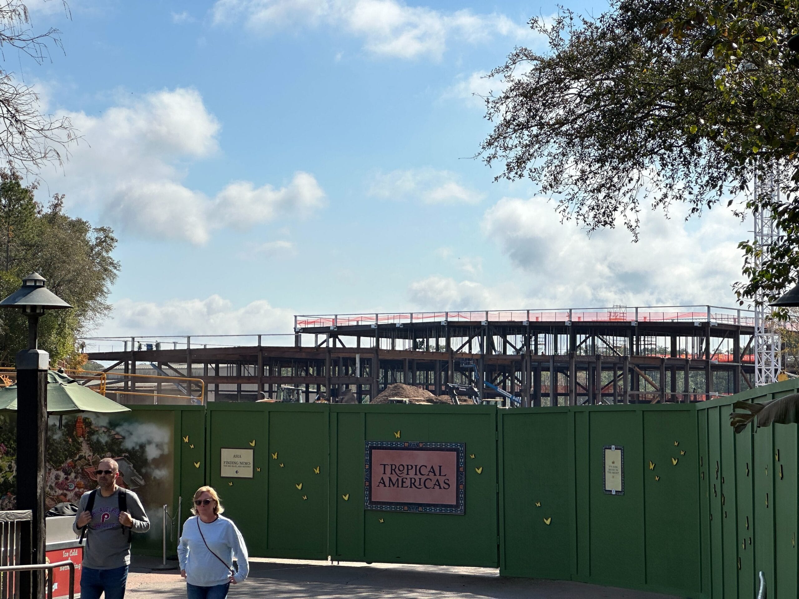 The exterior of the forthcoming Encanto attraction building also appears roughly the same as it did last week.