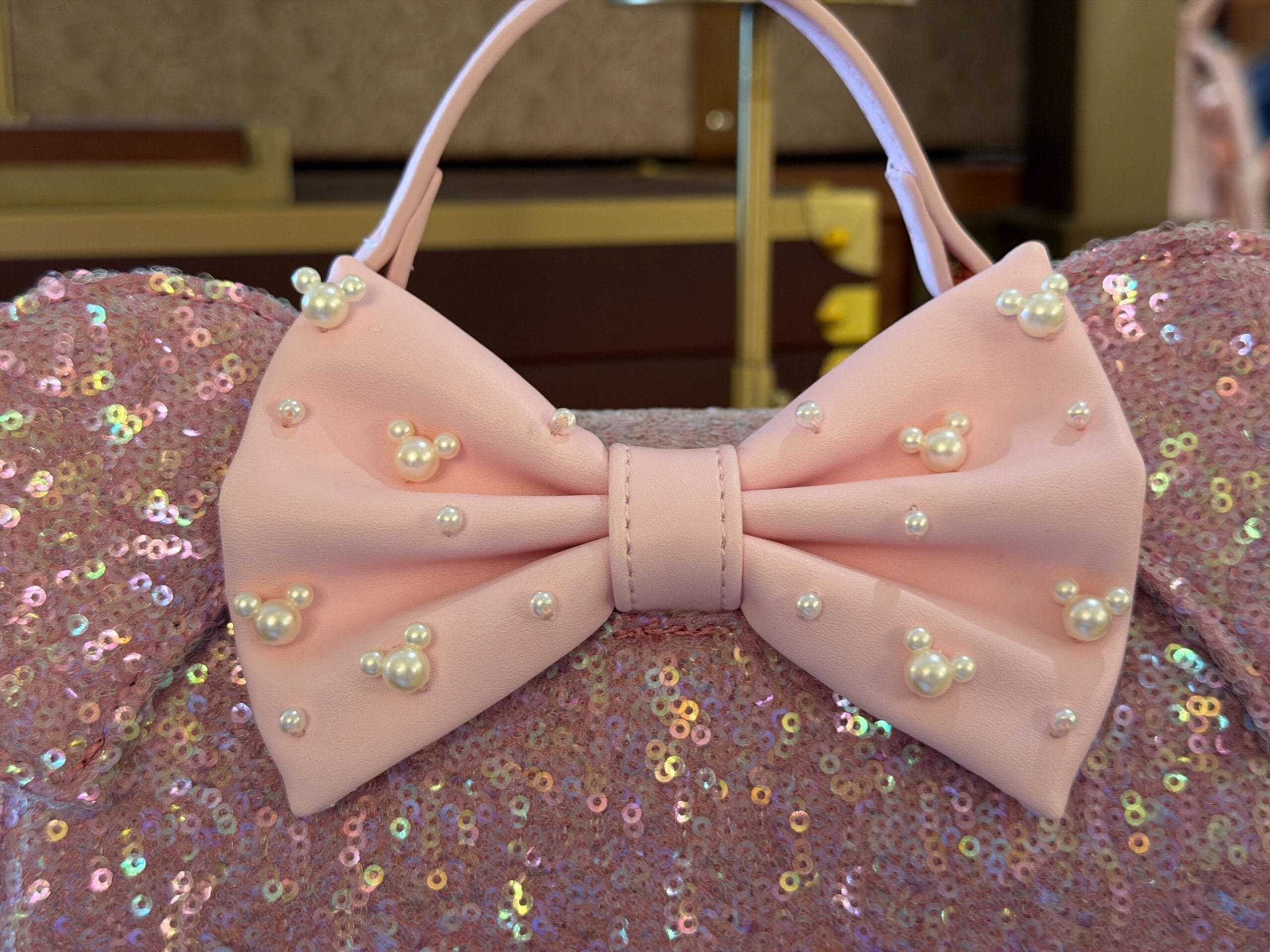 Pink Sequined Minnie Loungefly Handbag at Walt Disney World