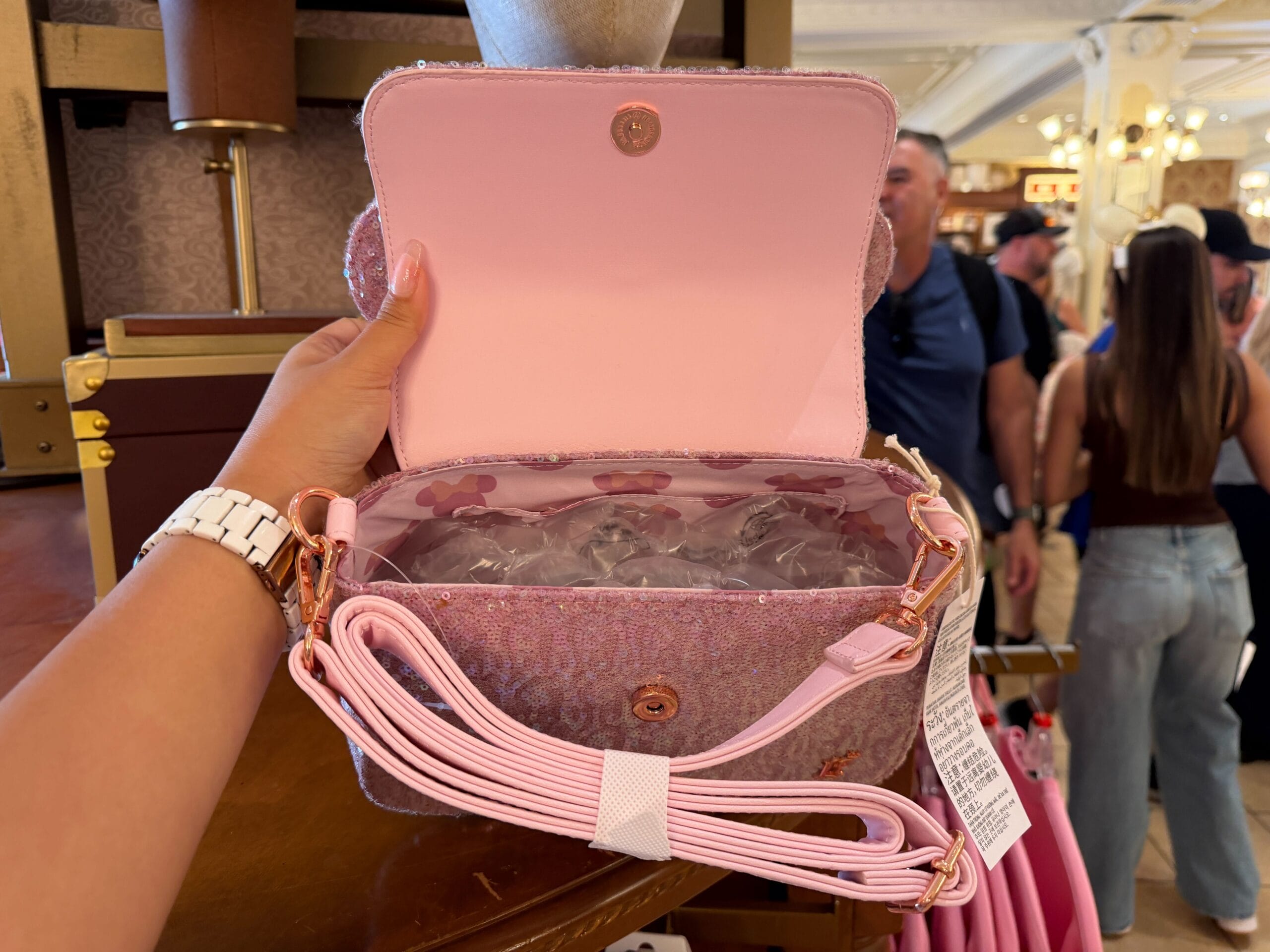 Pink Sequined Minnie Loungefly Handbag at Walt Disney World