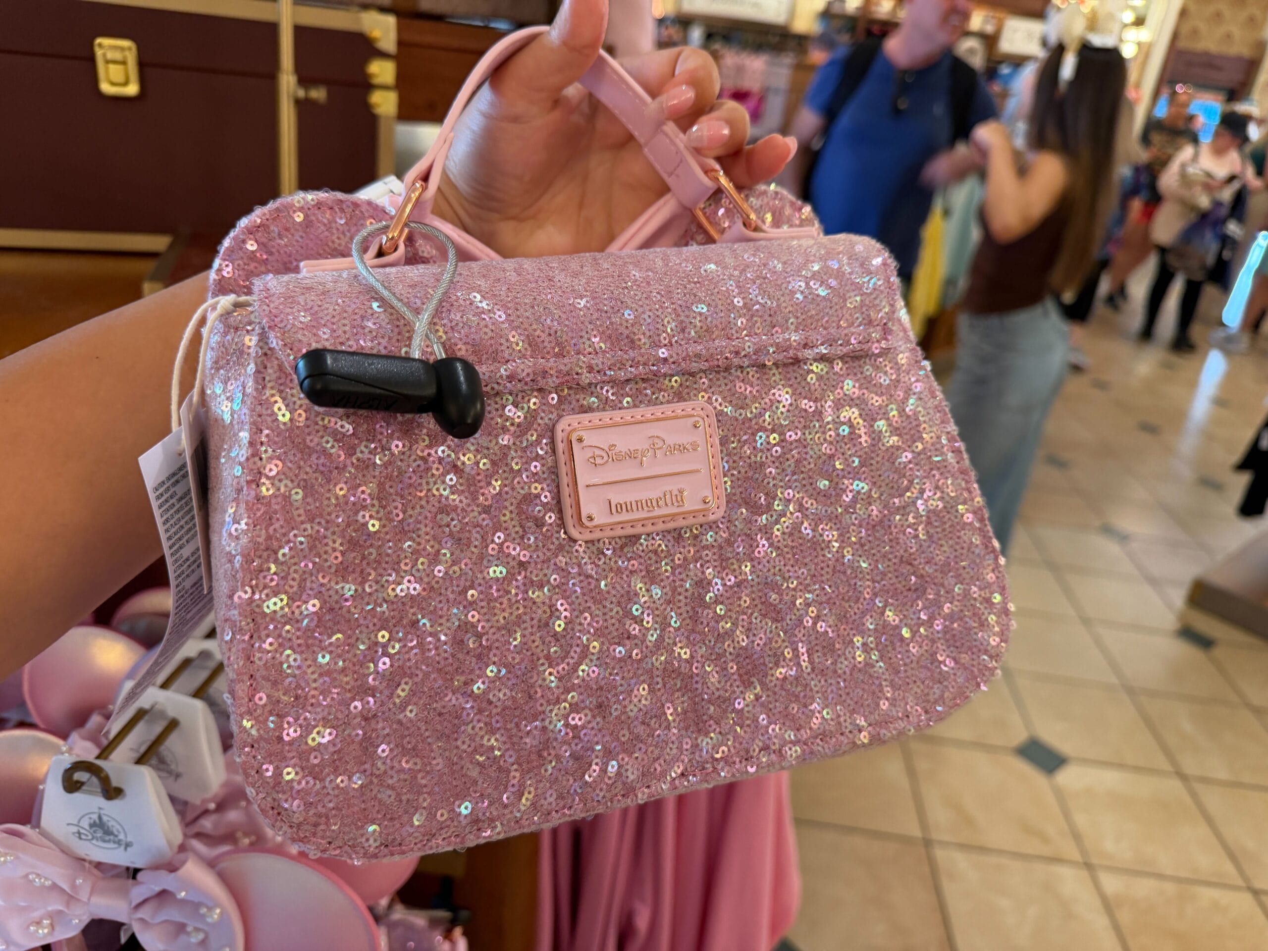 Pink Sequined Minnie Loungefly Handbag at Walt Disney World