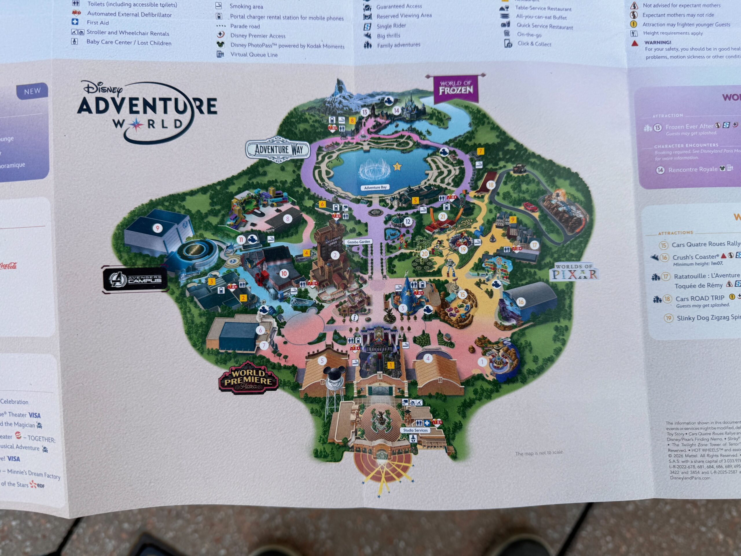 DLP updated guidemap featuring Disney Adventure World