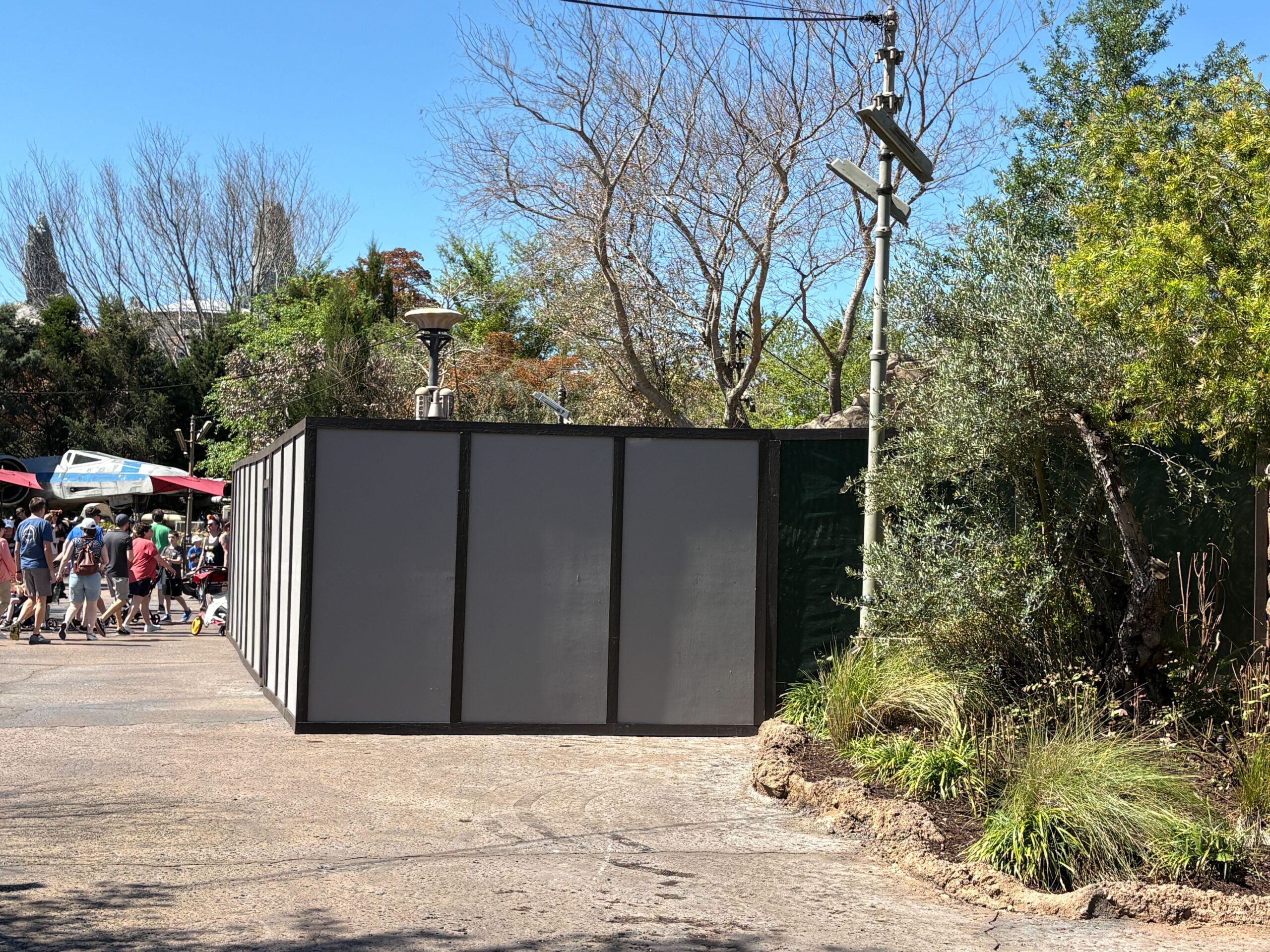 A-Wing in Star Wars: Galaxy’s Edge at Hollywood Studios Surrounded by Construction Walls