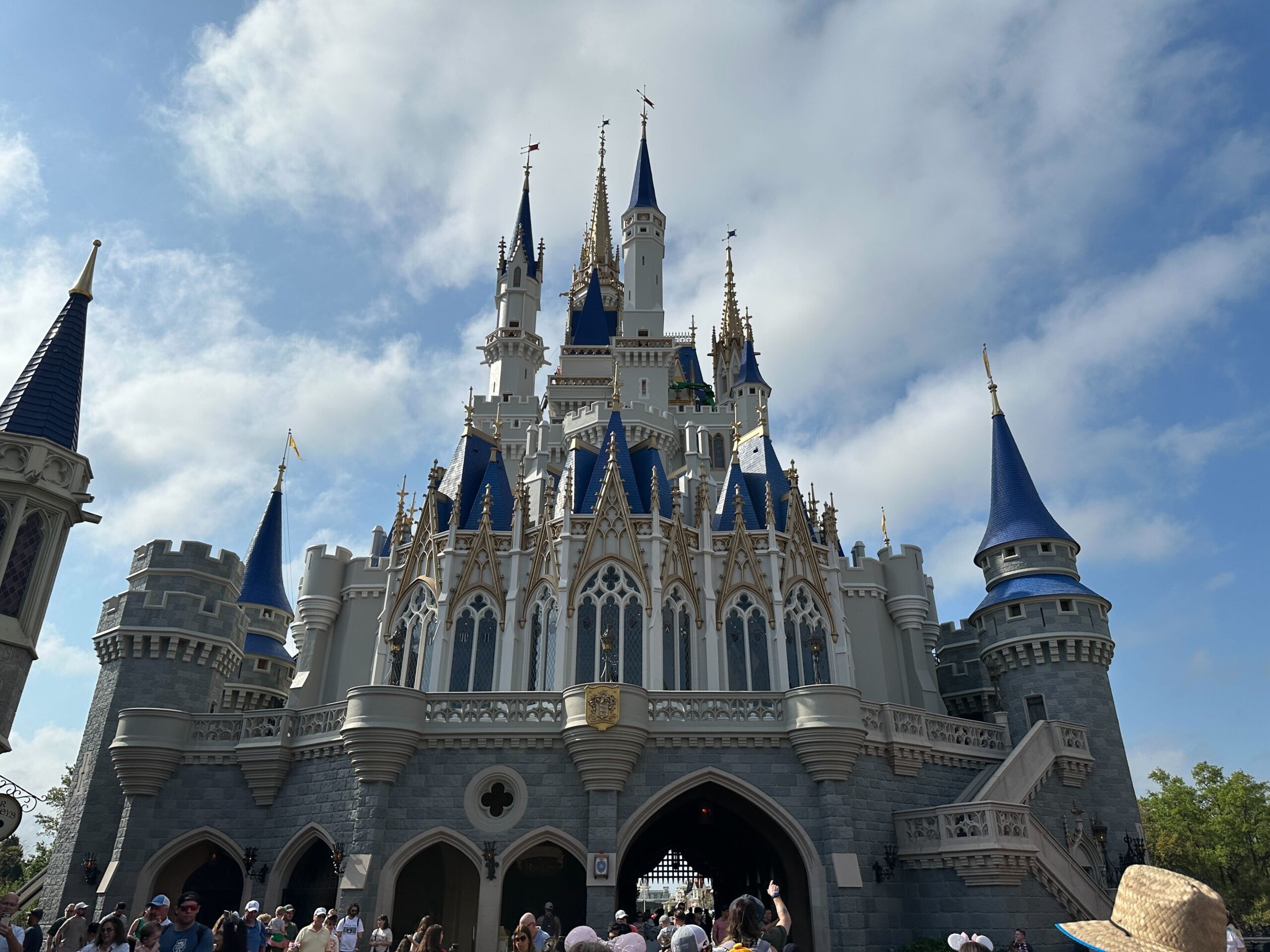 Cinderella Castle repainting progress at Magic Kingdom in Walt Disney World