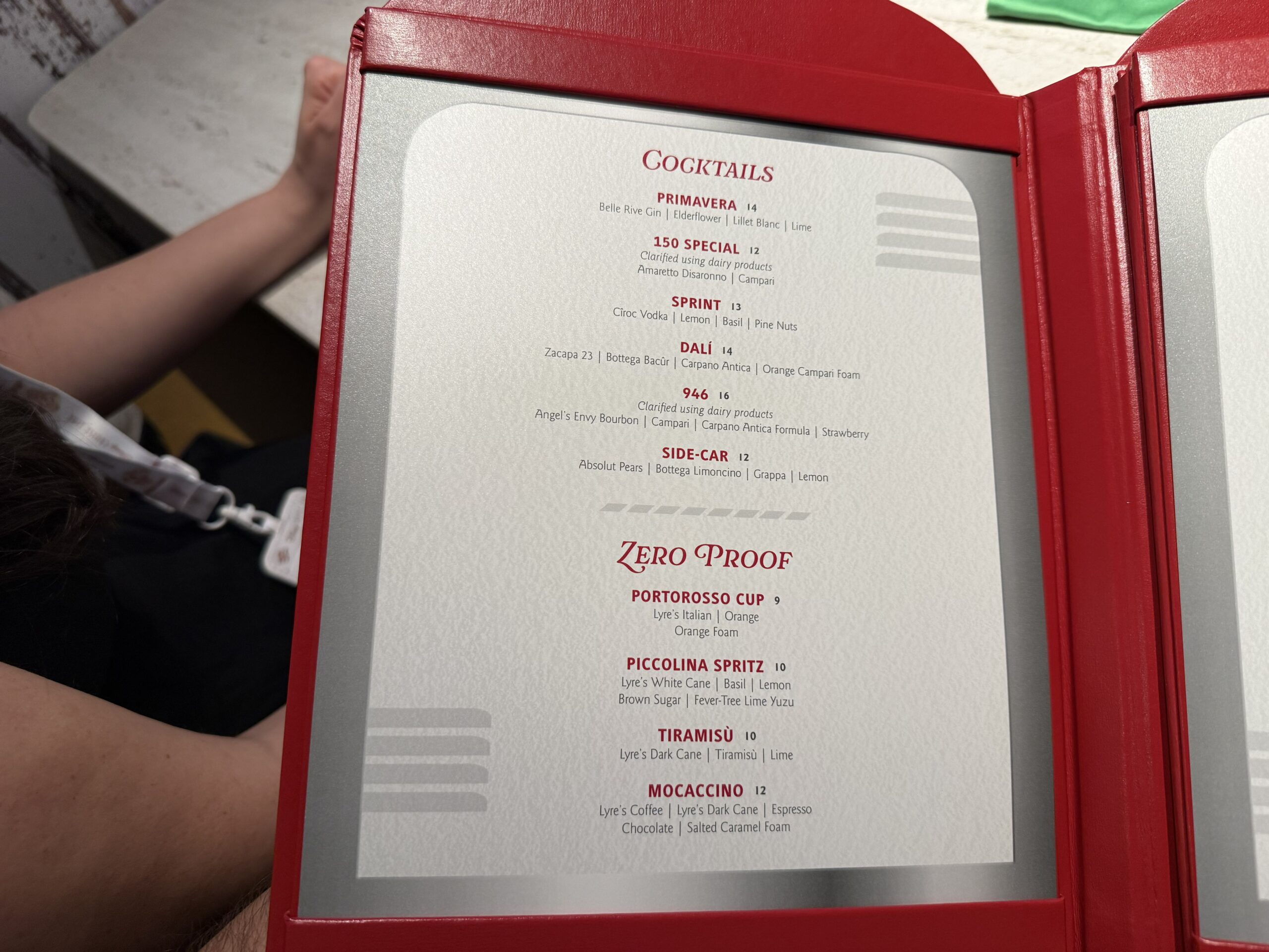 'Luca'-Themed Taverna Portorosso Sports Bar menu on the Disney Adventure