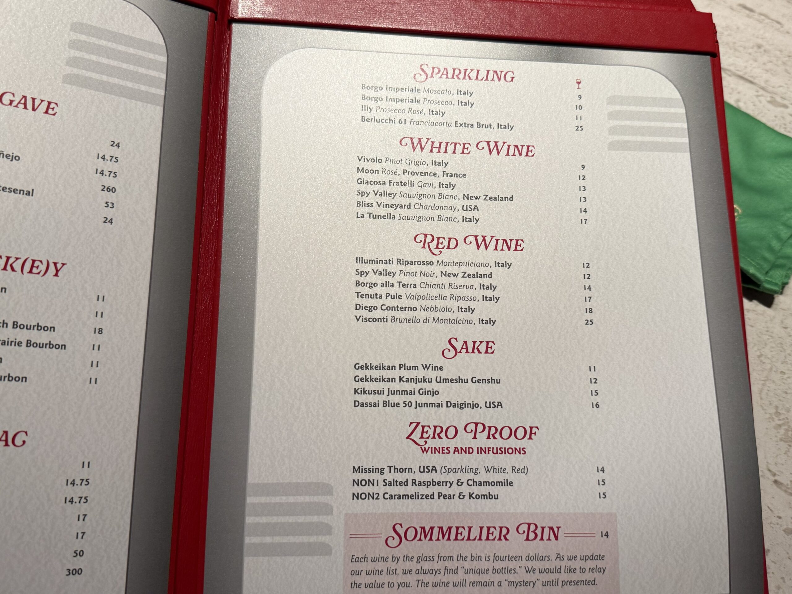 'Luca'-Themed Taverna Portorosso Sports Bar menu on the Disney Adventure