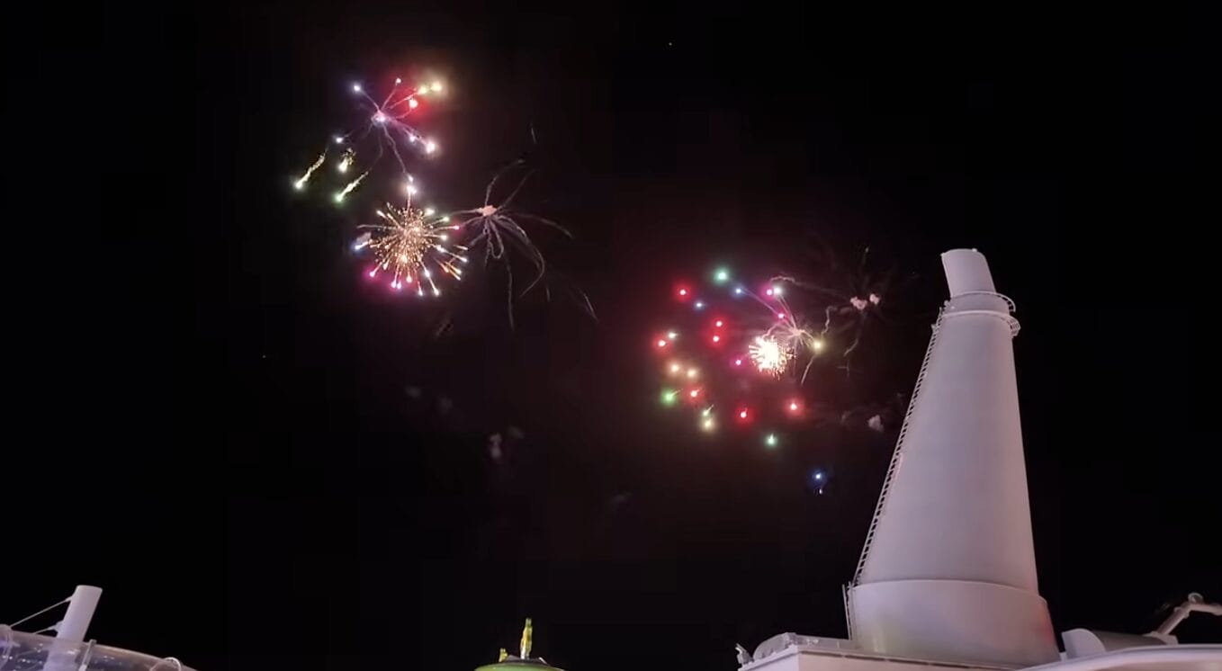 Exuberant, colorful fireworks follow as "I Just Can't Wait To Be King" plays in the background. It is a slightly different rendition than either of The Lion King films or the Broadway iteration of the story.