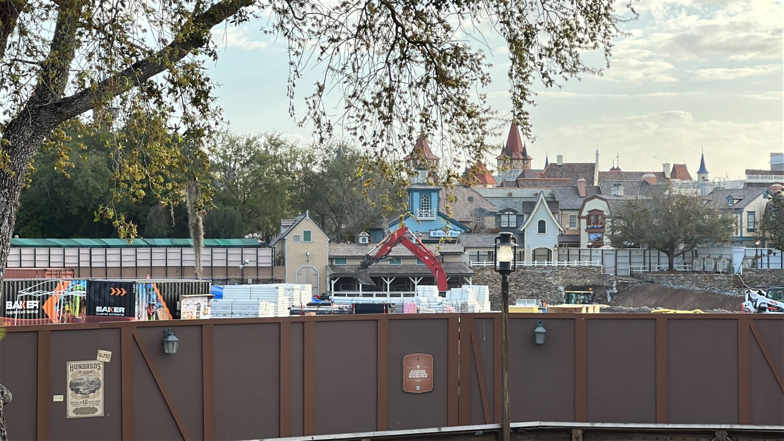 We also spotted some construction equipment stationed around the area. Specifically, this morning we saw a red excavator at work behind the former Liberty Belle Riverboat dock. It appeared that it was digging this morning, though it does not appear any work was being done on the dock itself.