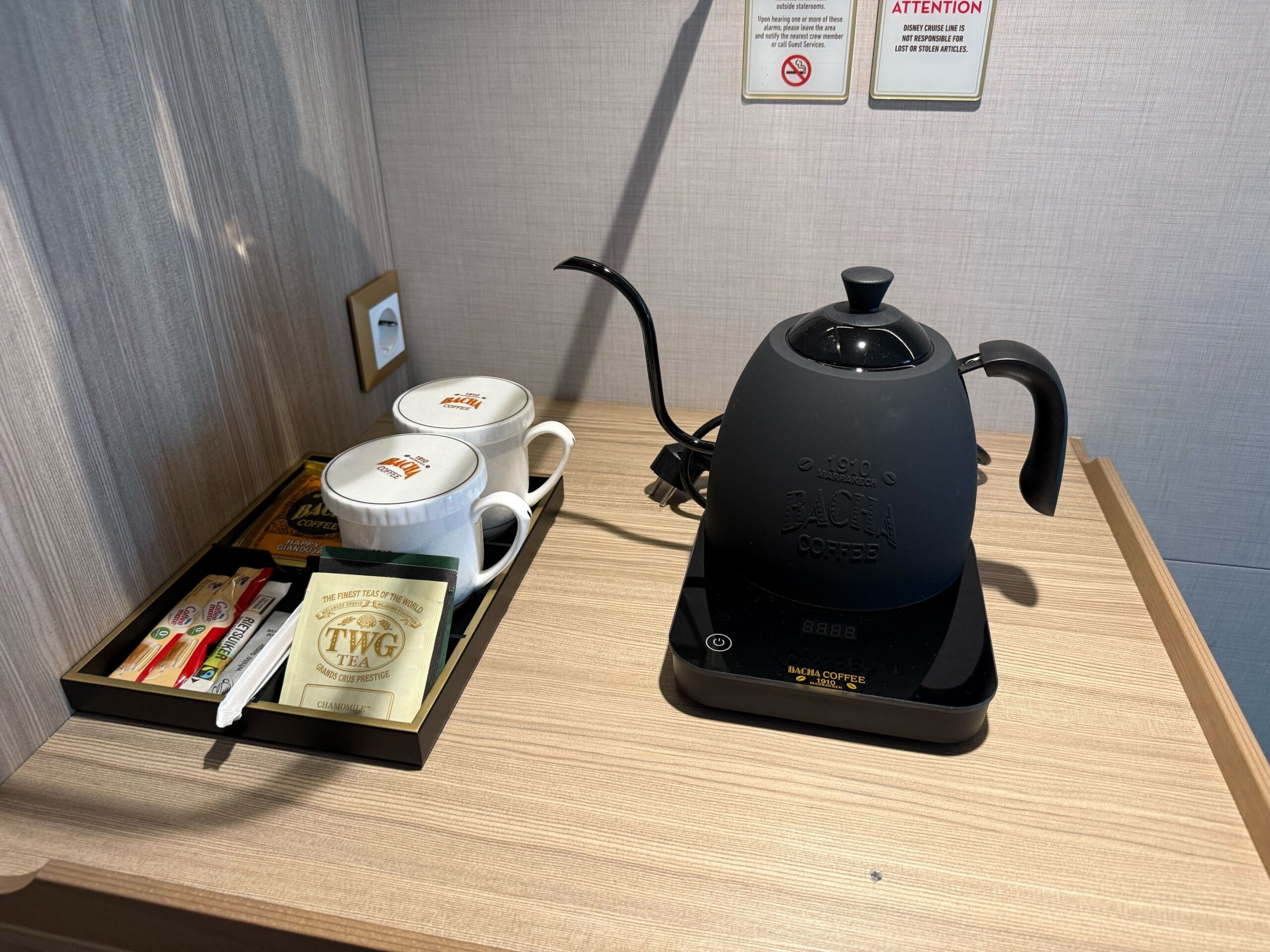 Deluxe Reef View Stateroom with Verandah coffee station