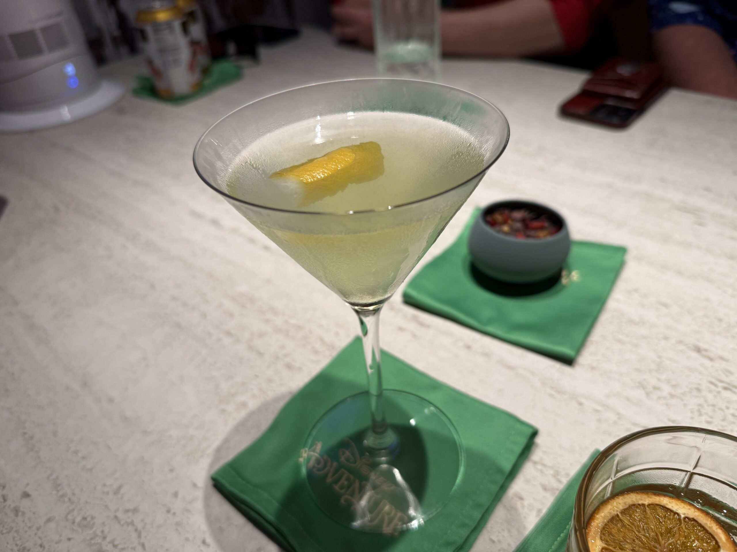 'Luca'-Themed Taverna Portorosso Sports Bar Side-Car drink on the Disney Adventure