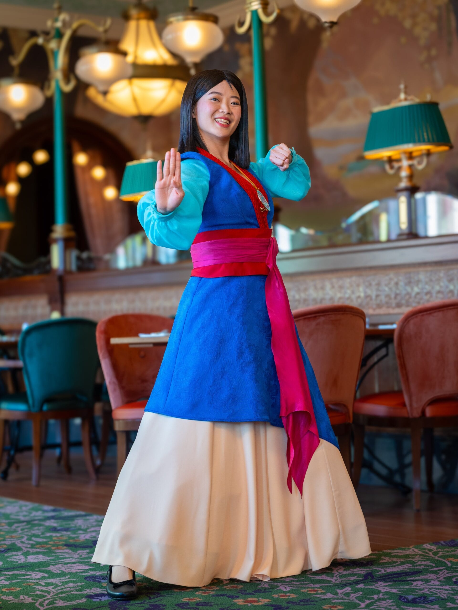 Princess Mulan in Regal View Restaurant, the first Character Dining restaurant at Disney Adventure World