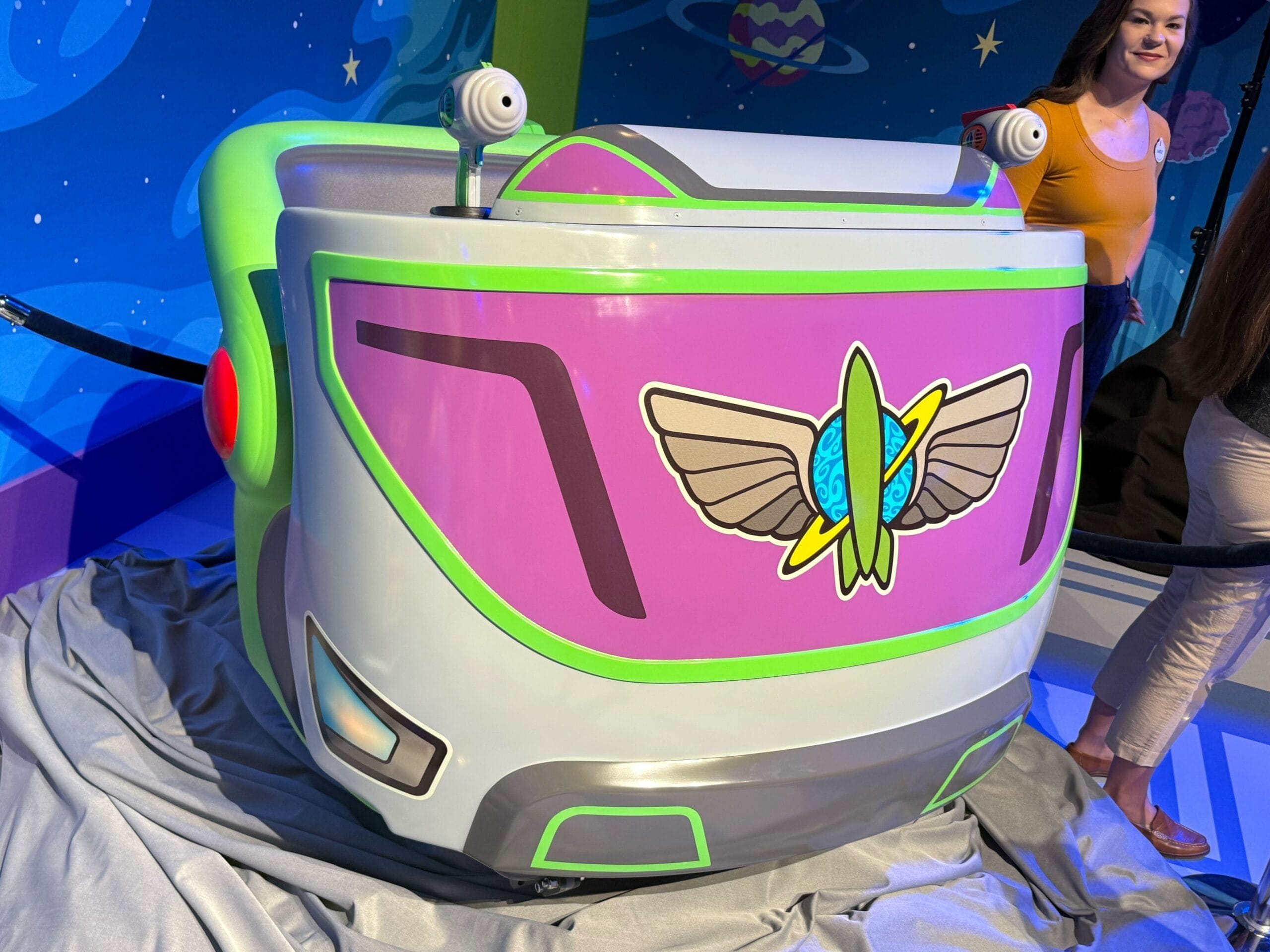 New ride vehicle for the refurbished Buzz Lightyear's Space Ranger Spin at Magic Kingdom in Walt Disney World