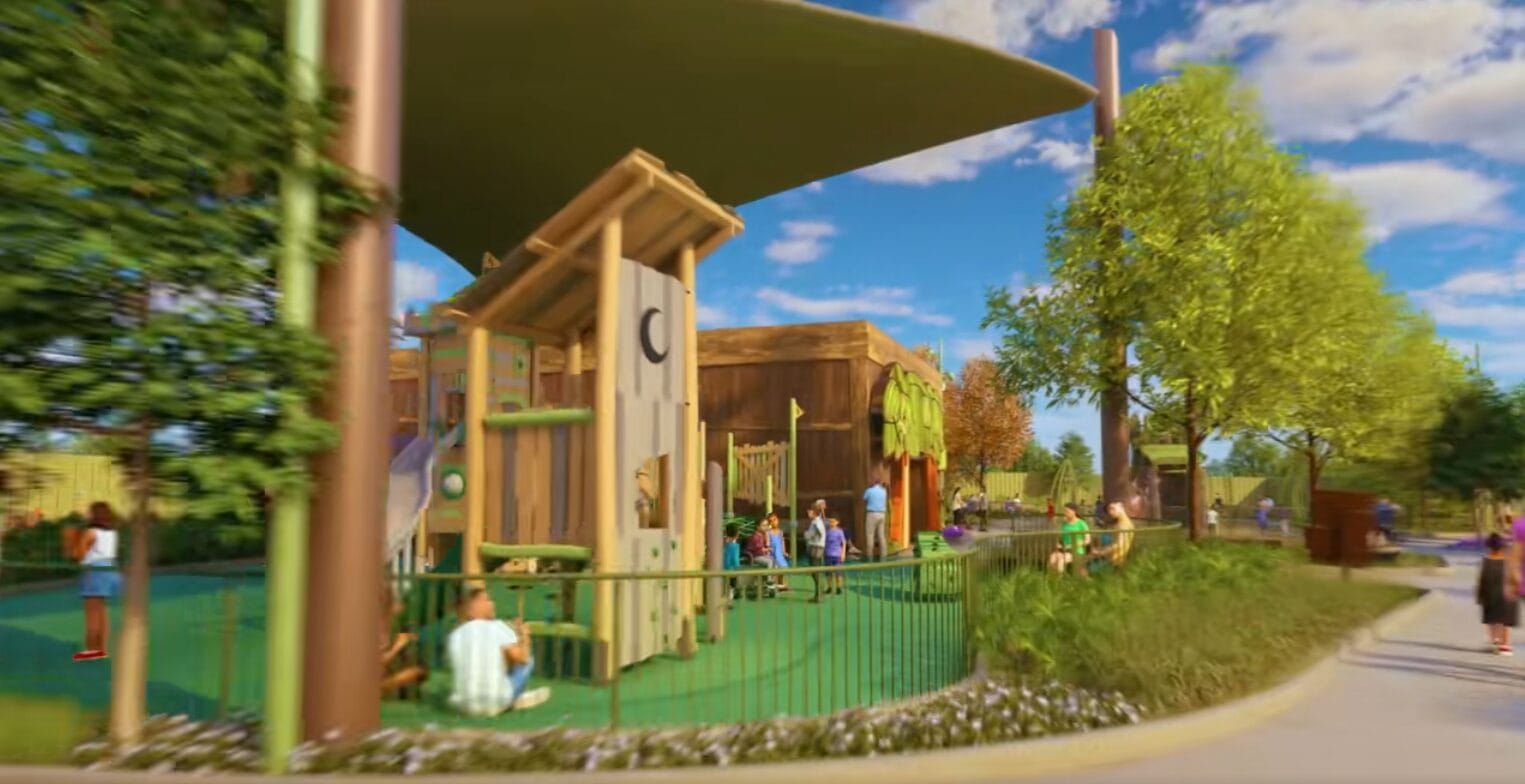 Guests can also meet Shrek and Fiona, and play in two interactive play areas: Shrek’s Swamp Rompin’ Stomp and Shrek’s Swamp Splash & Smash. One will be a splash zone, while the other will take place in a "Swamp Castle". The splash pad shown in the video appears to be the one from Universal Studios Florida, which was recently removed.