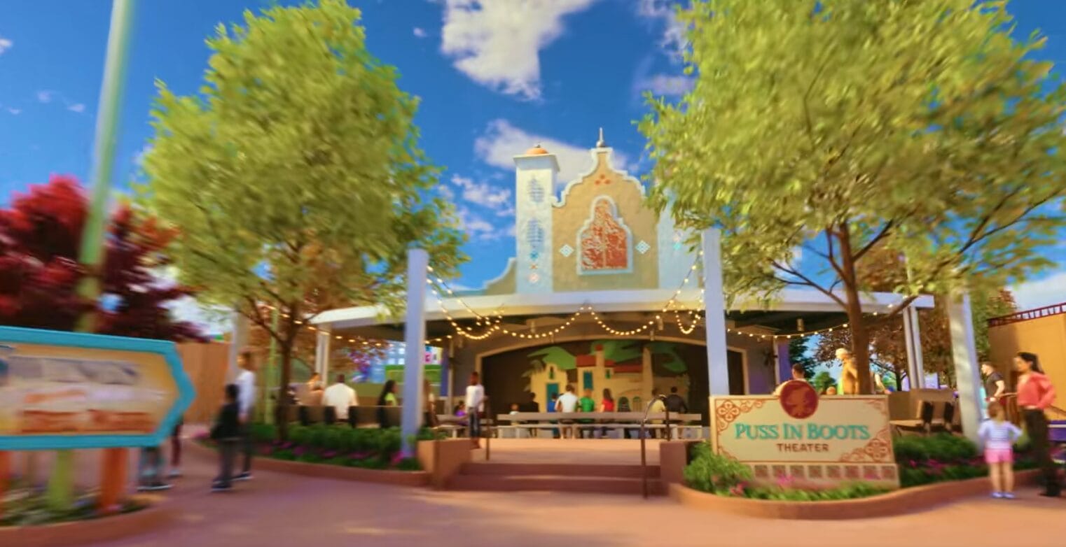 Comidas y Leche will offer Puss in Boots-inspired dining. Apparel will be available for purchase at Mercado de Perrito. Tienda de Dulces is a sweets shop offering candies and other treats. Puss in Boots, Mama Luna, Perrito, and more characters will appear for meet and greets.