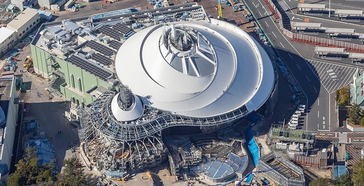 Aerial Look at Brand-New Space Mountain Under Construction at Tokyo Disneyland