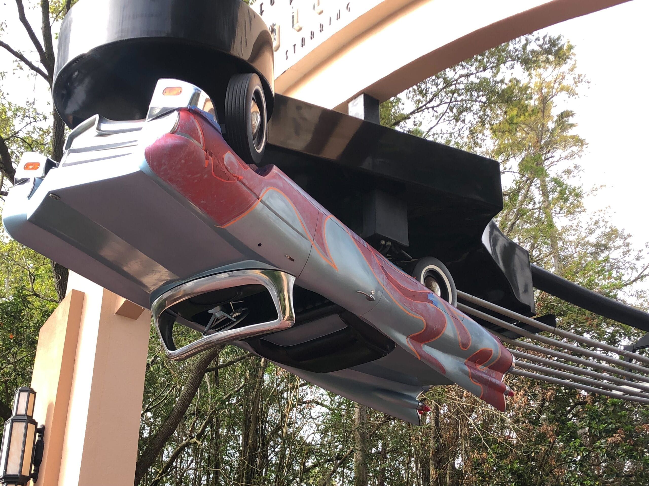Work has already begun on the upside down car that is displayed at the entrance of Rock 'n' Roller Coaster Starring The Muppets at Disney's Hollywood Studios.