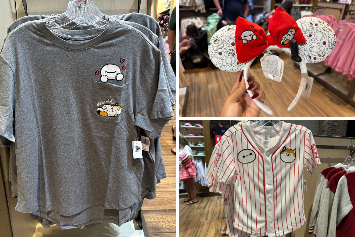Baymax and Mochi ear headband and apparel now available at the World of Disney in Disney Springs at Walt Disney World.