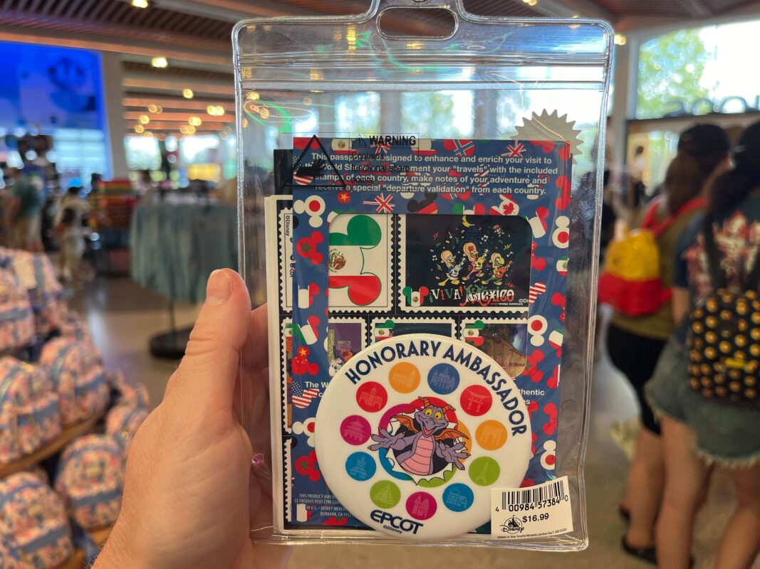 The passport sets come with a pleather passport with pages for stamps and notes, 77 stickers, and a Figment button. Cast members at Kidcot Fun Stops provide stamps, special stickers, and messages in their native languages. The passports are currently $19.99.