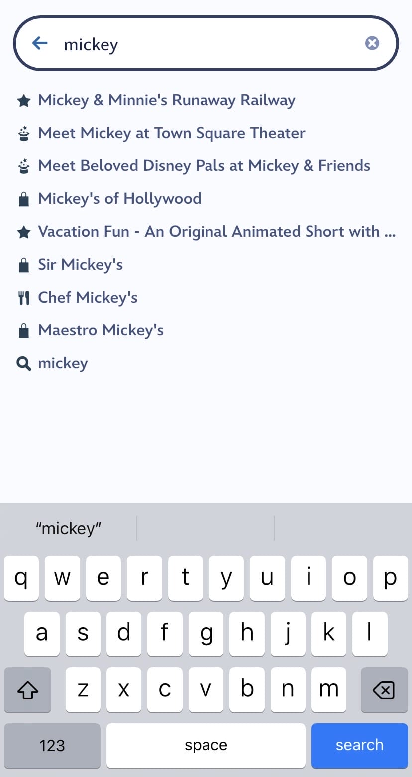 Walt Disney World’s My Disney Experience App Updates Search Feature