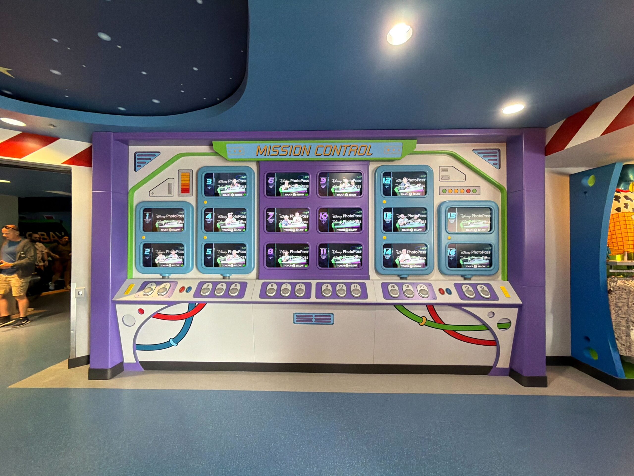 Buzz Lightyear's Space Ranger Spin PhotoPass wall at Magic Kingdom