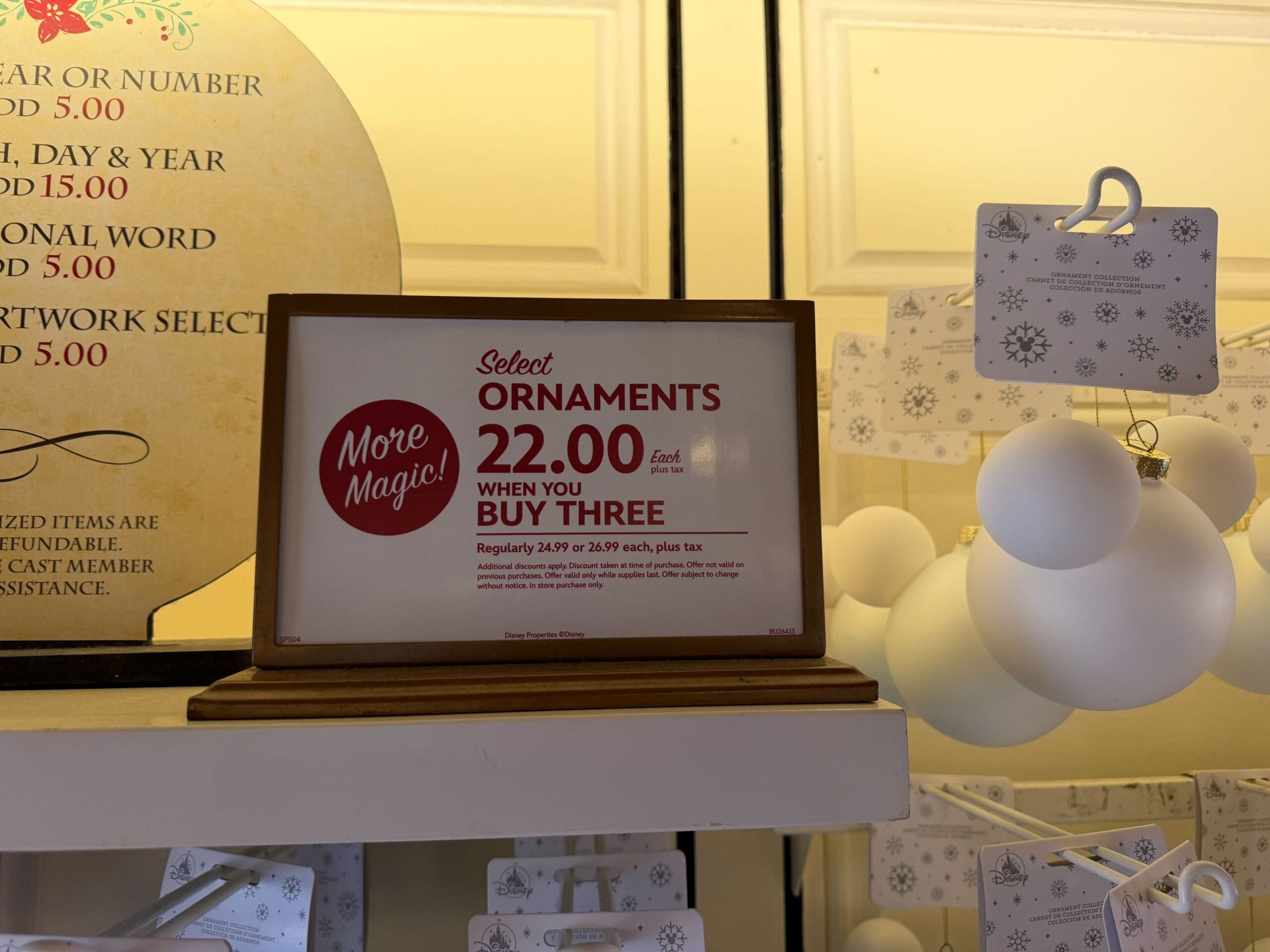 Disney Ornaments Discounted at Magic Kingdom