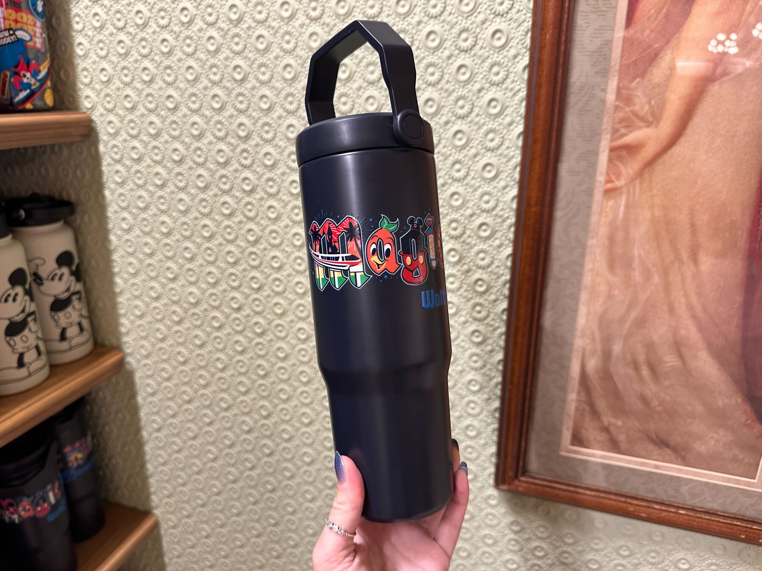 Orange Bird & Attractions Featured on Magic Kingdom Travel Tumbler