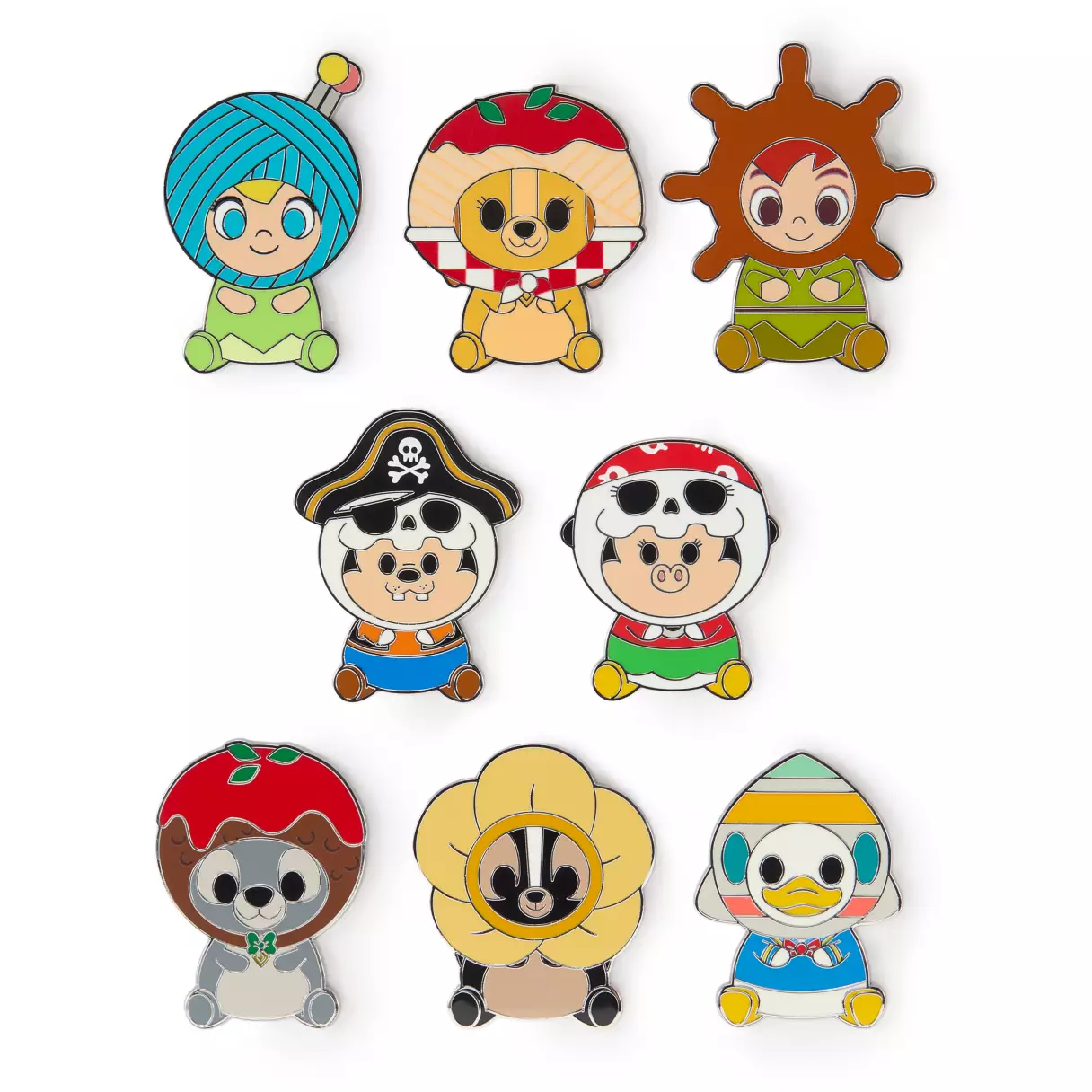 Now in its second series, the Disney Mini Mix-Its mystery pins are now available at Disneyland. These packs include two mystery pins of characters wearing Mini Mix-Its headwear. There are a total of eight pins in the collection.