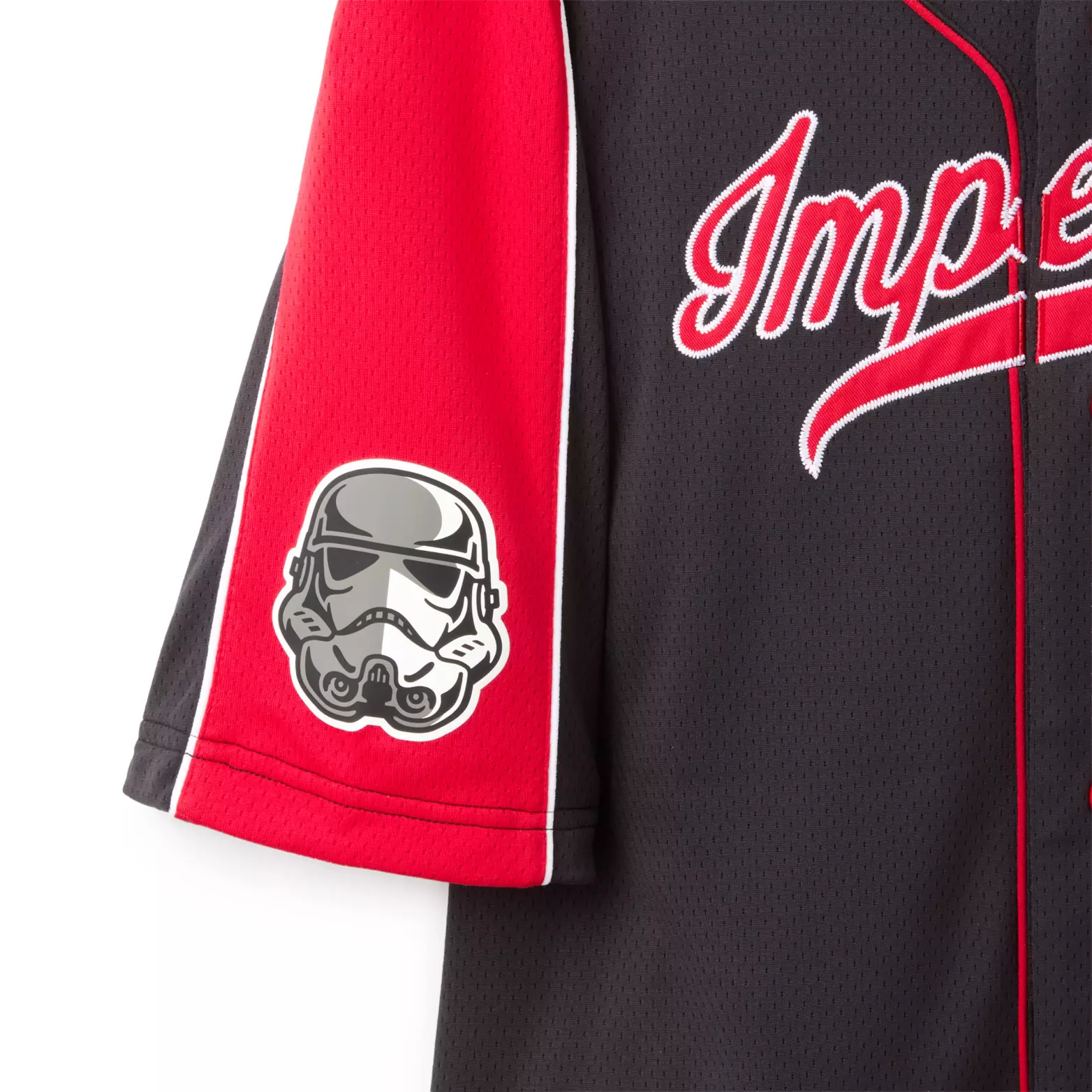 A Stormtrooper helmet is pictured on one sleeve. The other sleeve features the Imperial logo.