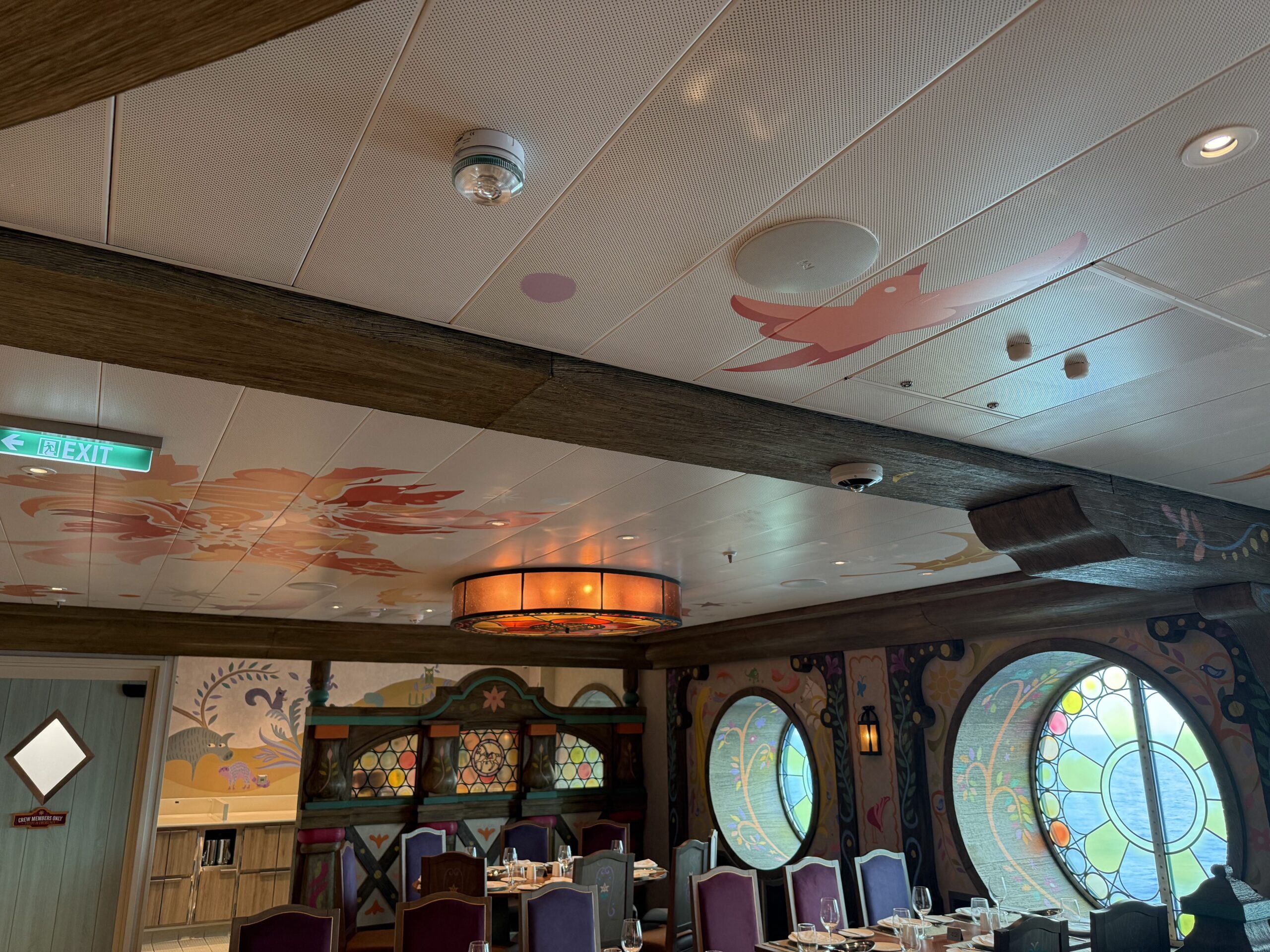Maximus Tangled-themed dining room in Enchanted Summer restaurant on the Disney Adventure cruise ship