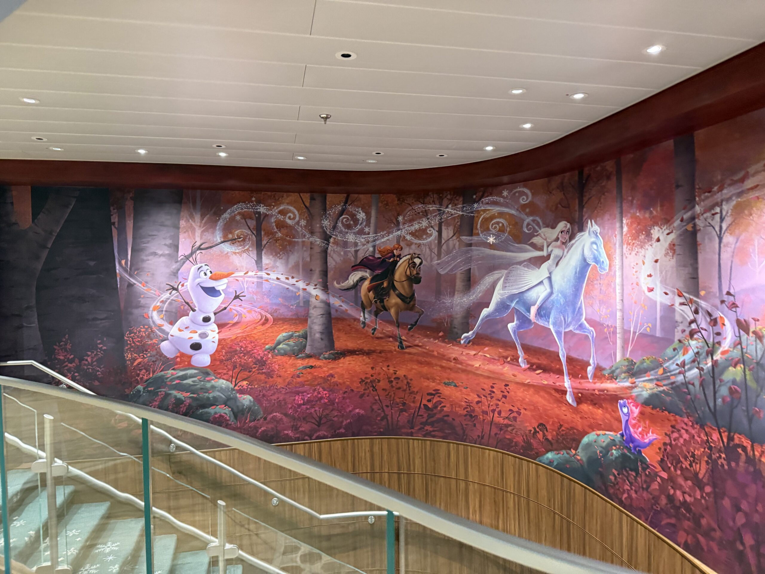 Olaf Frozen-themed dining room in Enchanted Summer restaurant on the Disney Adventure cruise ship