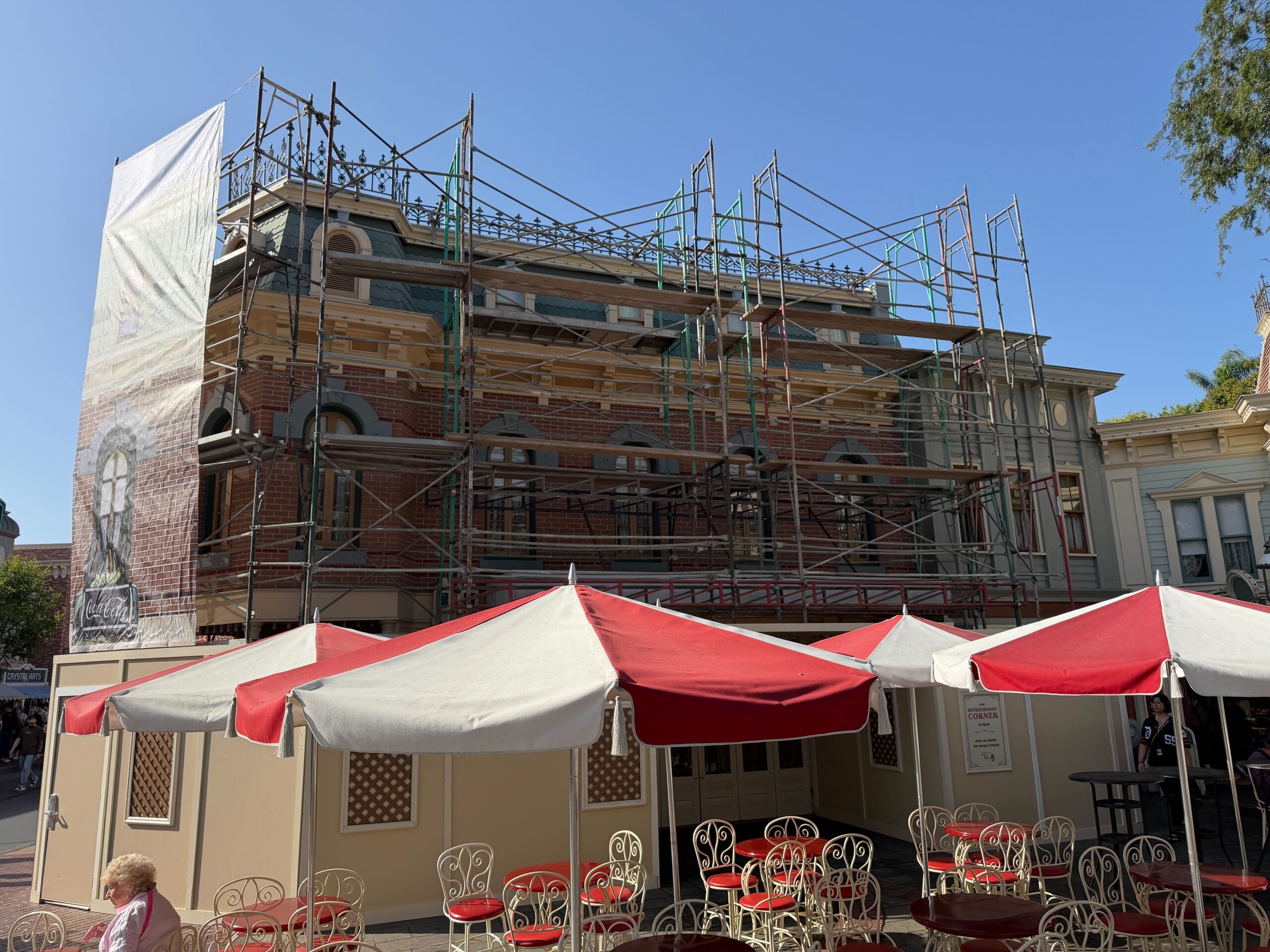 Coca-Cola Refreshment Corner Scrim & Scaffolding on Main Street, U.S.A., at Disneyland