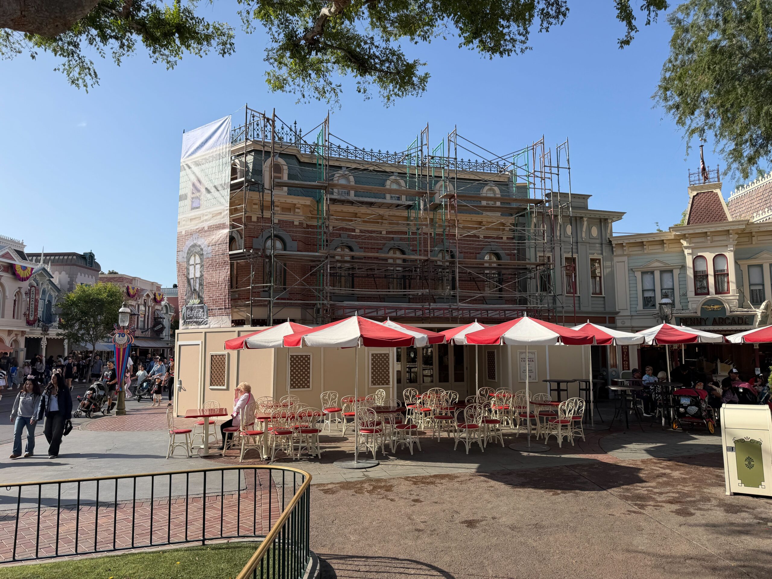 Coca-Cola Refreshment Corner Scrim & Scaffolding on Main Street, U.S.A., at Disneyland